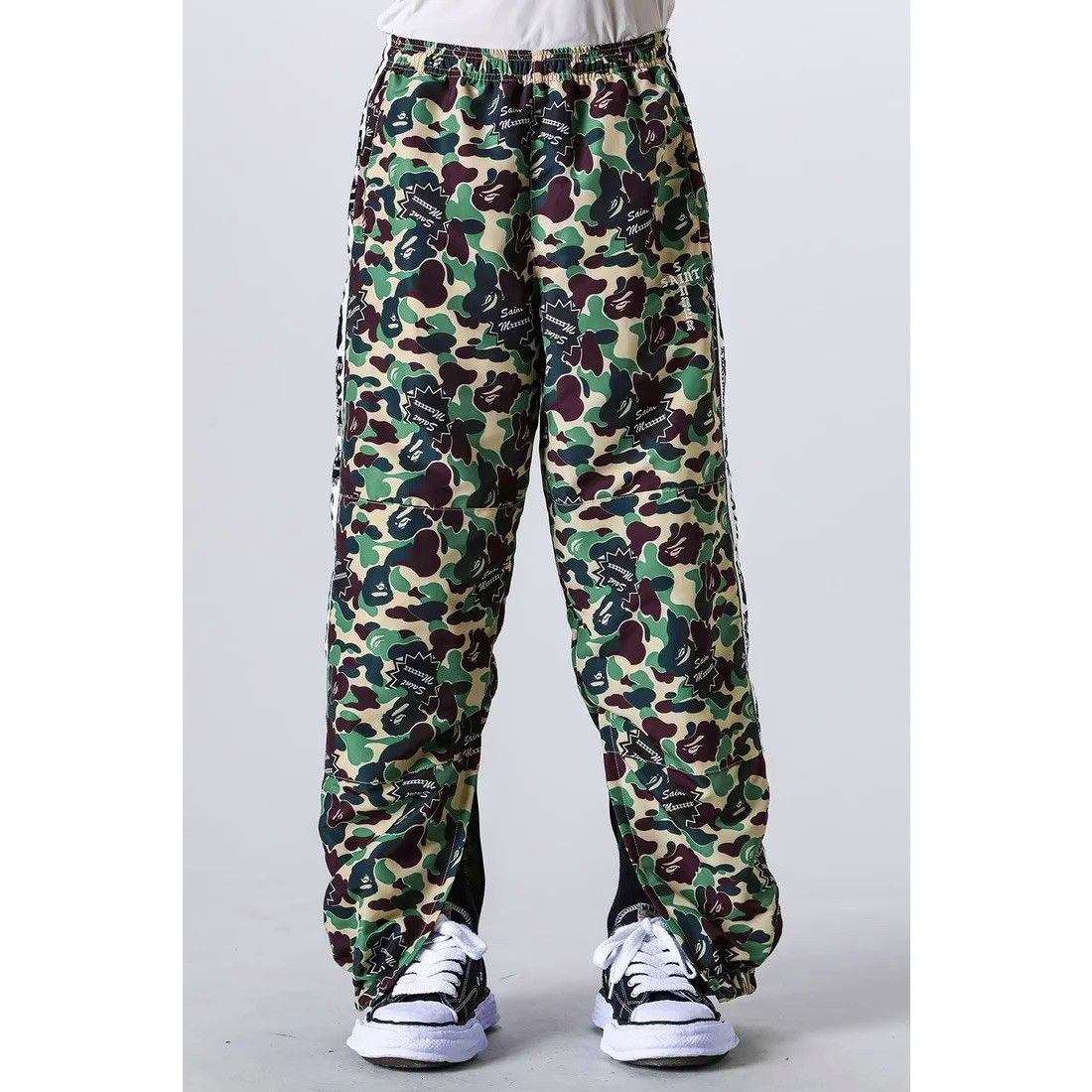 Bape × Saint Michael A BATHING APEx SAINT Mxxxxxx STAPE Track Pants Camo Size US 31 - 1 Thumbnail