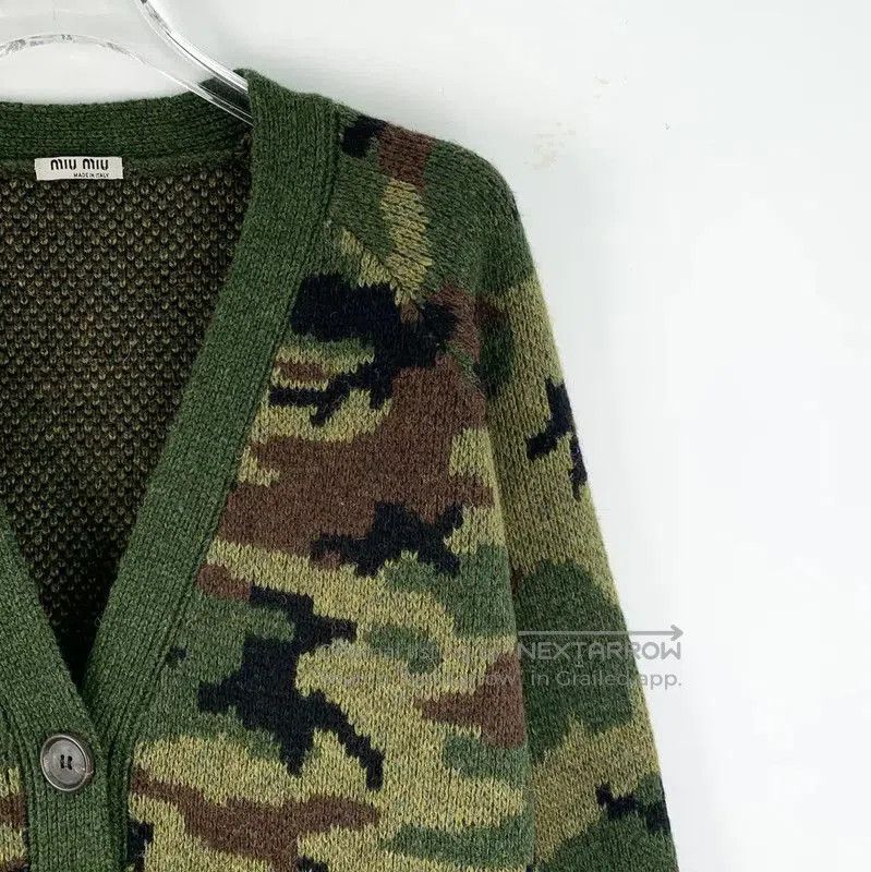 Miu Miu Miu Miu Military Green Cotton Cardigan . Size M / US 6-8 / IT 42-44 - 3 Thumbnail
