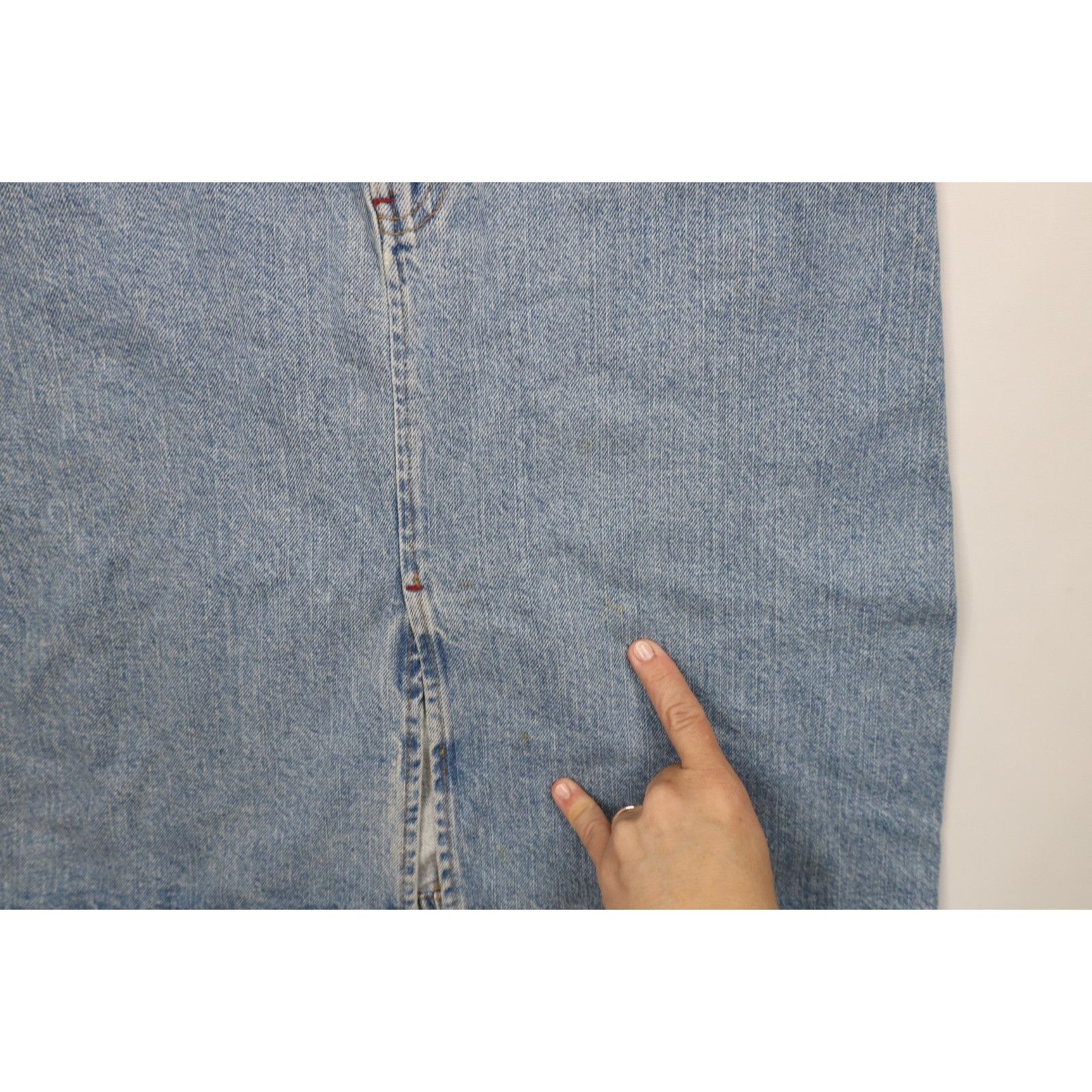 Ralph Lauren Vintage 90s Ralph Lauren Distressed Knee Length Denim Skirt Size 28" / US 6 / IT 42 - 5 Thumbnail