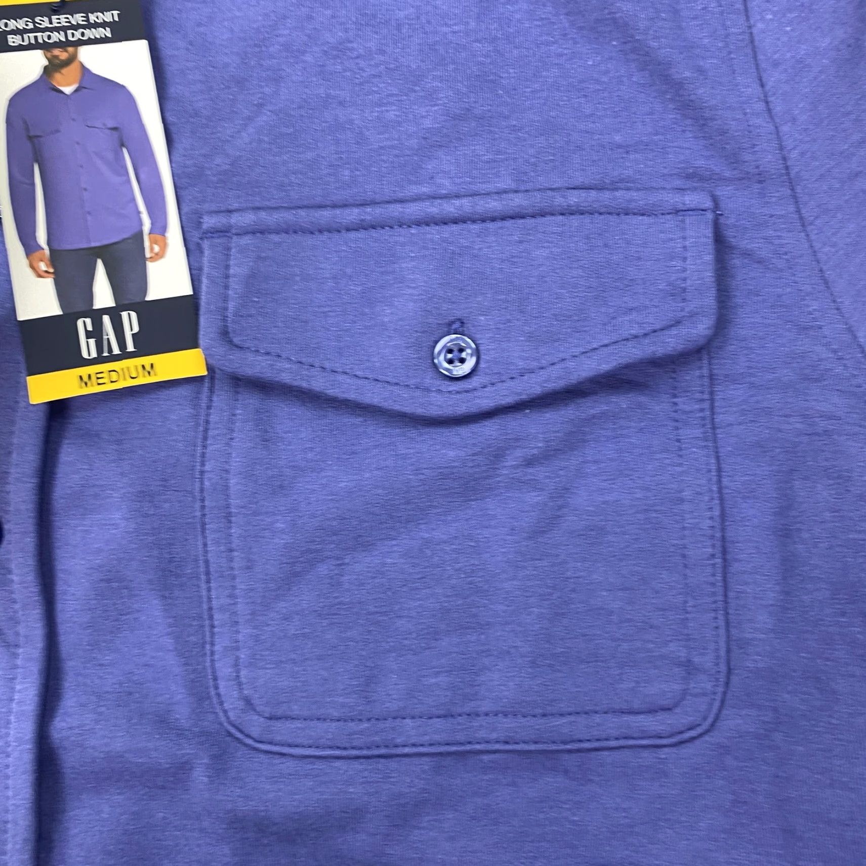Gap GAP Shirt Mens Medium Blue Long Sleeve Button-Up Knit Utility Pockets Stretch Size US M / EU 48-50 / 2 - 2 Thumbnail