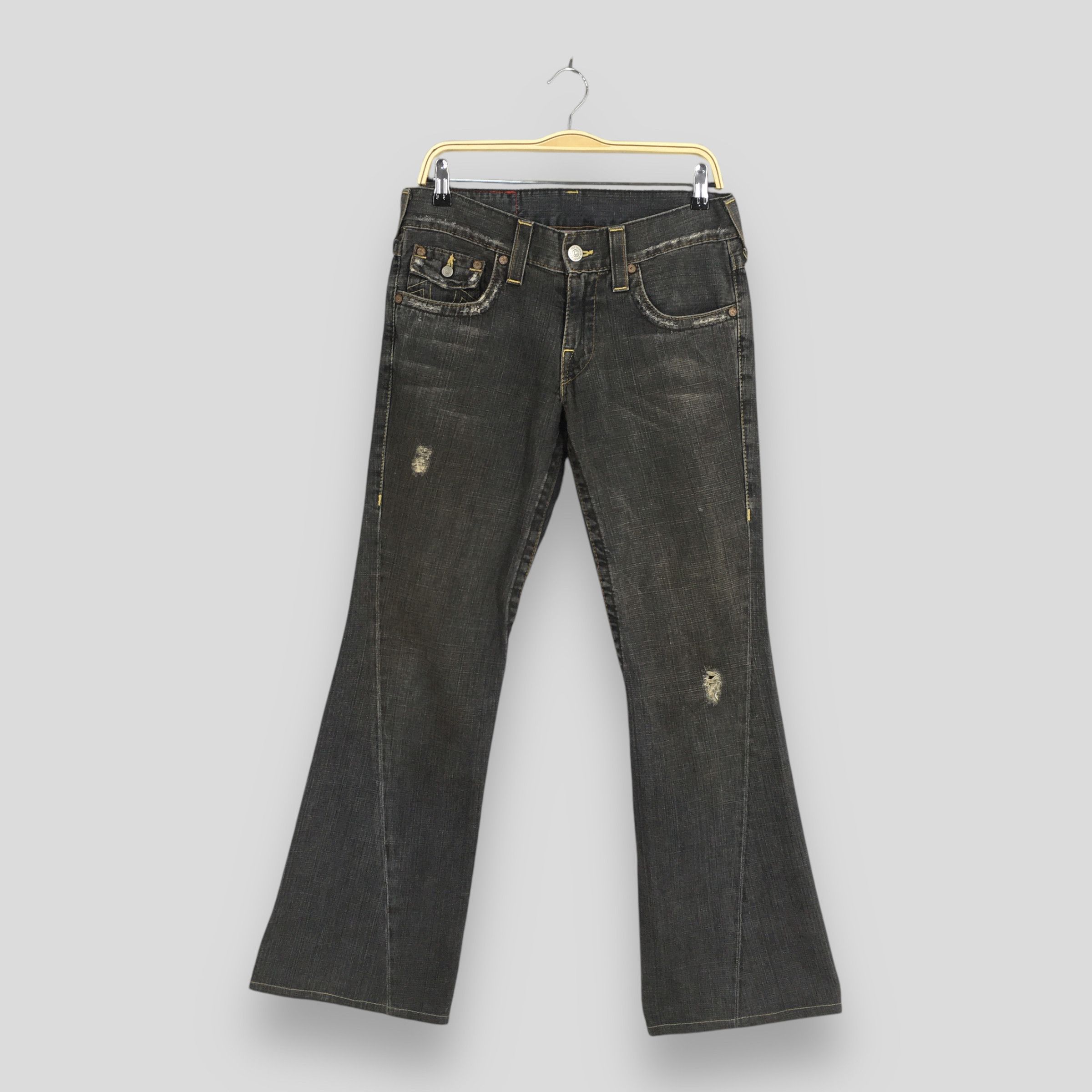 Size 30x30.5 Vintage True Religion Flared Black Denim