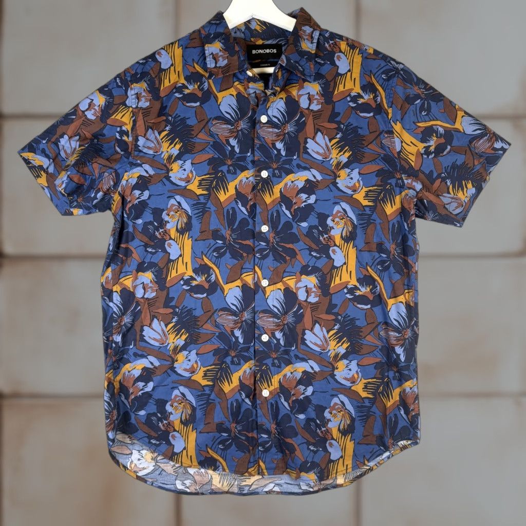 Bonobos Bonobos Shirt Men's M Regular Riviera Multi Colored Button-Down Short Sleeve Blue" Size US M / EU 48-50 / 2 - 1 Thumbnail