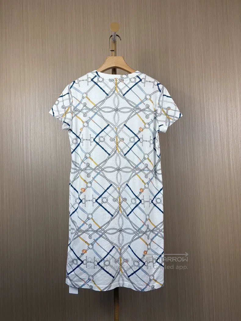 Hermes Hermes White Lock Chain Printed Dress Size XS / US 0-2 / IT 36-38 - 2 Thumbnail