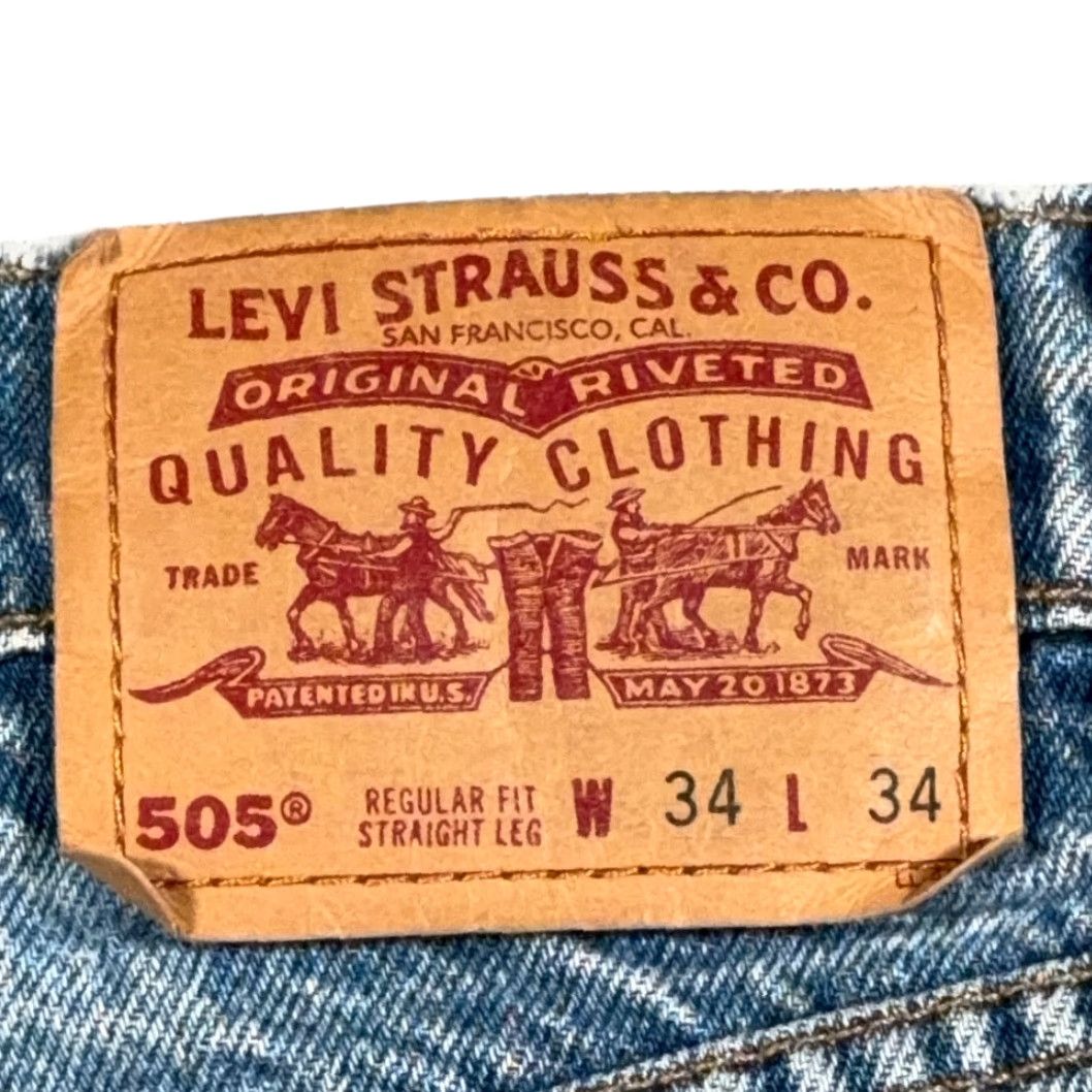 Levi's VINTAGE Levi's 505 Jeans Mens 34 X 34 Blue Regular Straight Light Wash USA 90s Mens Size US 34 / EU 50 - 7 Thumbnail