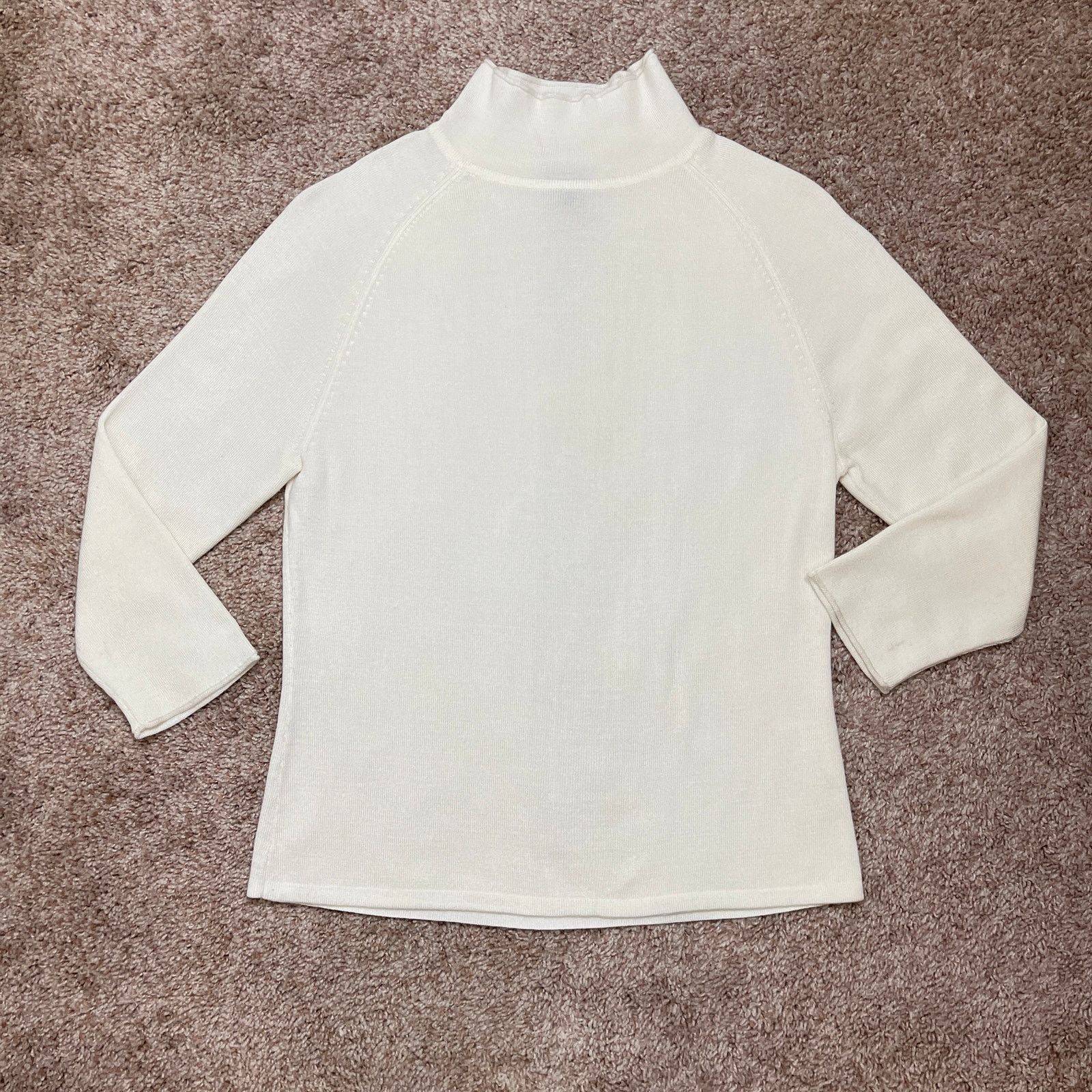 Vintage VTG Y2K Caslon Cream Sweater Mock Turtle Neck Cozy Scandi Size M / US 6-8 / IT 42-44 - 16 Thumbnail
