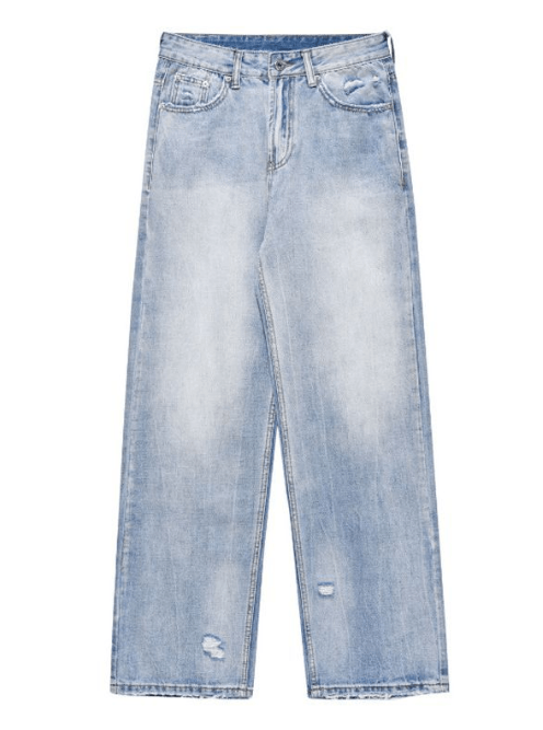 Japanese Brand × Jean Japanese retro simple washed light color ripped jeans Size US 32 / EU 48 - 5 Thumbnail