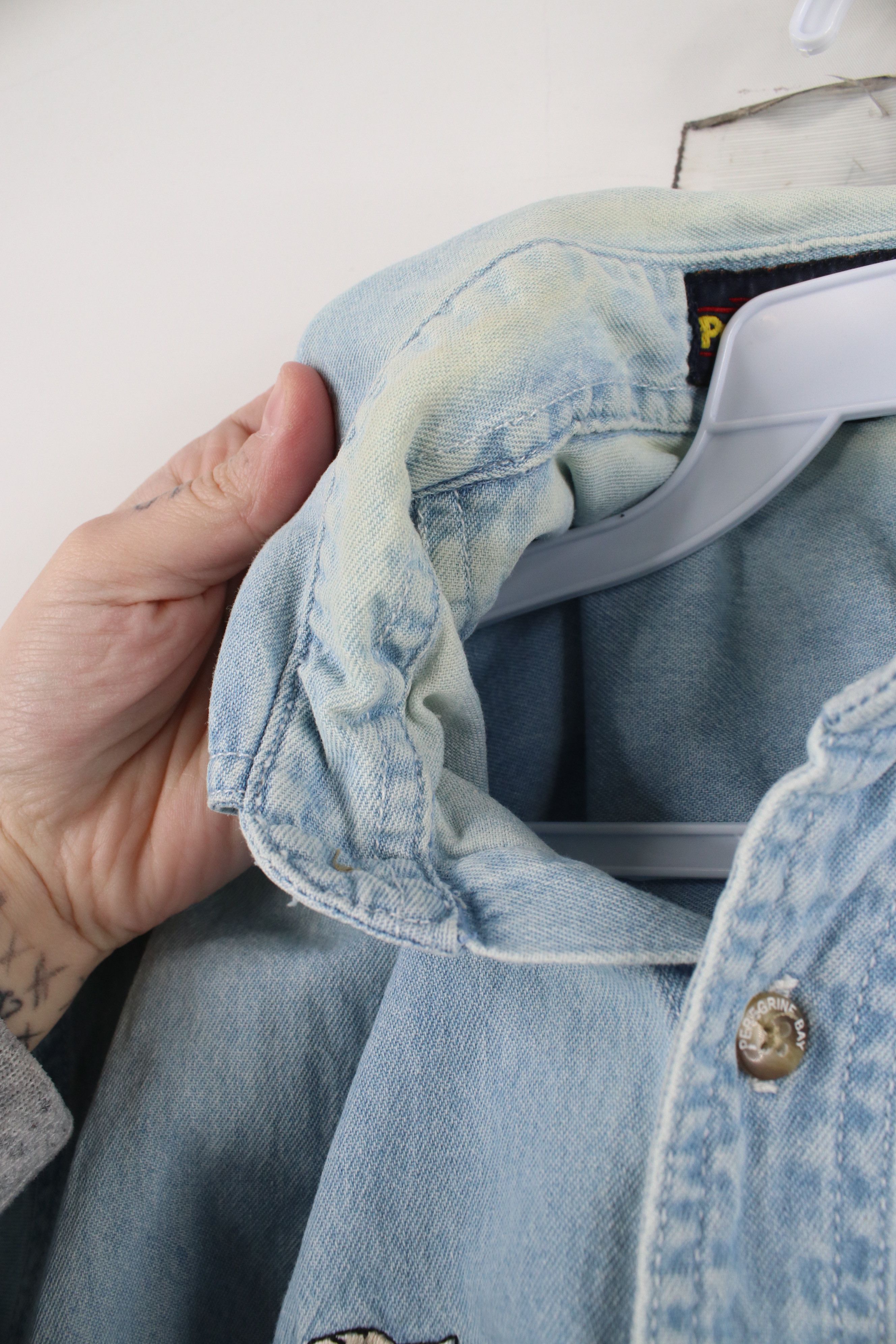 Vintage Vintage 90s Streetwear Cat Kitten Denim Jean Button Shirt Size L / US 10 / IT 46 - 10 Thumbnail