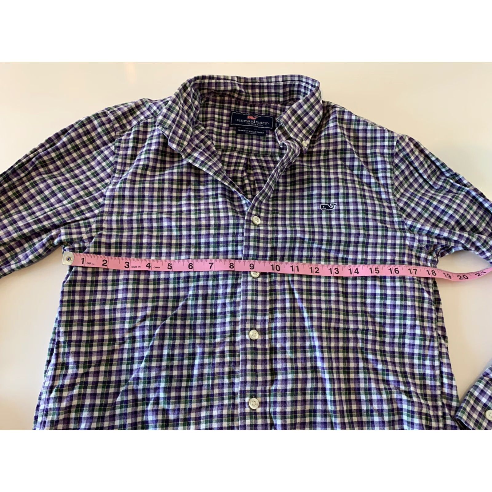 Vineyard Vines VINEYARD VINES SlIM FIT WHALE Shirt Plaid Green Purple Men's S 100% Cotton Button-Up Long Sleeve Collared Size US S / EU 44-46 / 1 - 4 Thumbnail