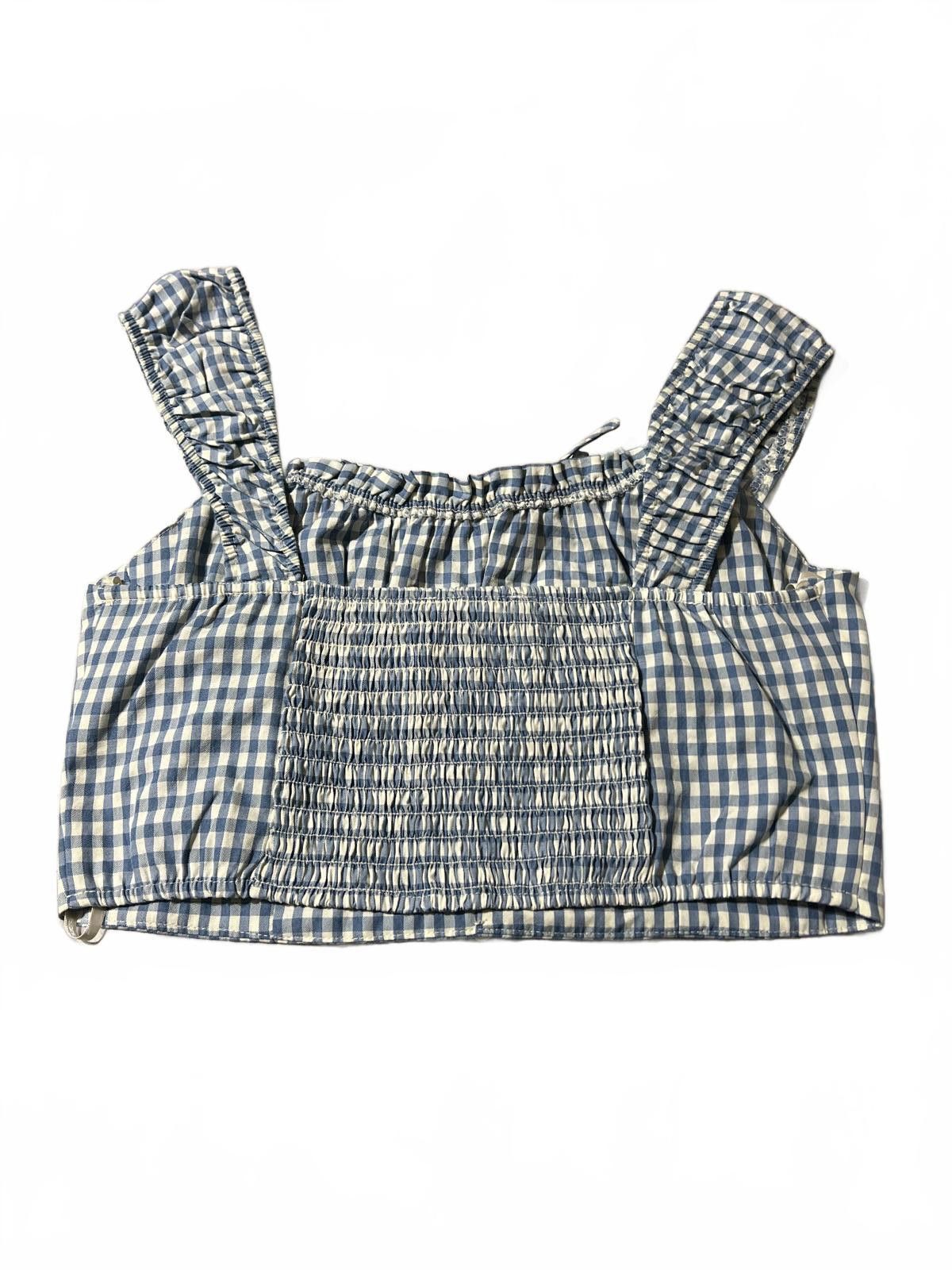 Other Monteau Blue White Checkered Crop Top Cottagecore L Size L / US 10 / IT 46 - 5 Thumbnail