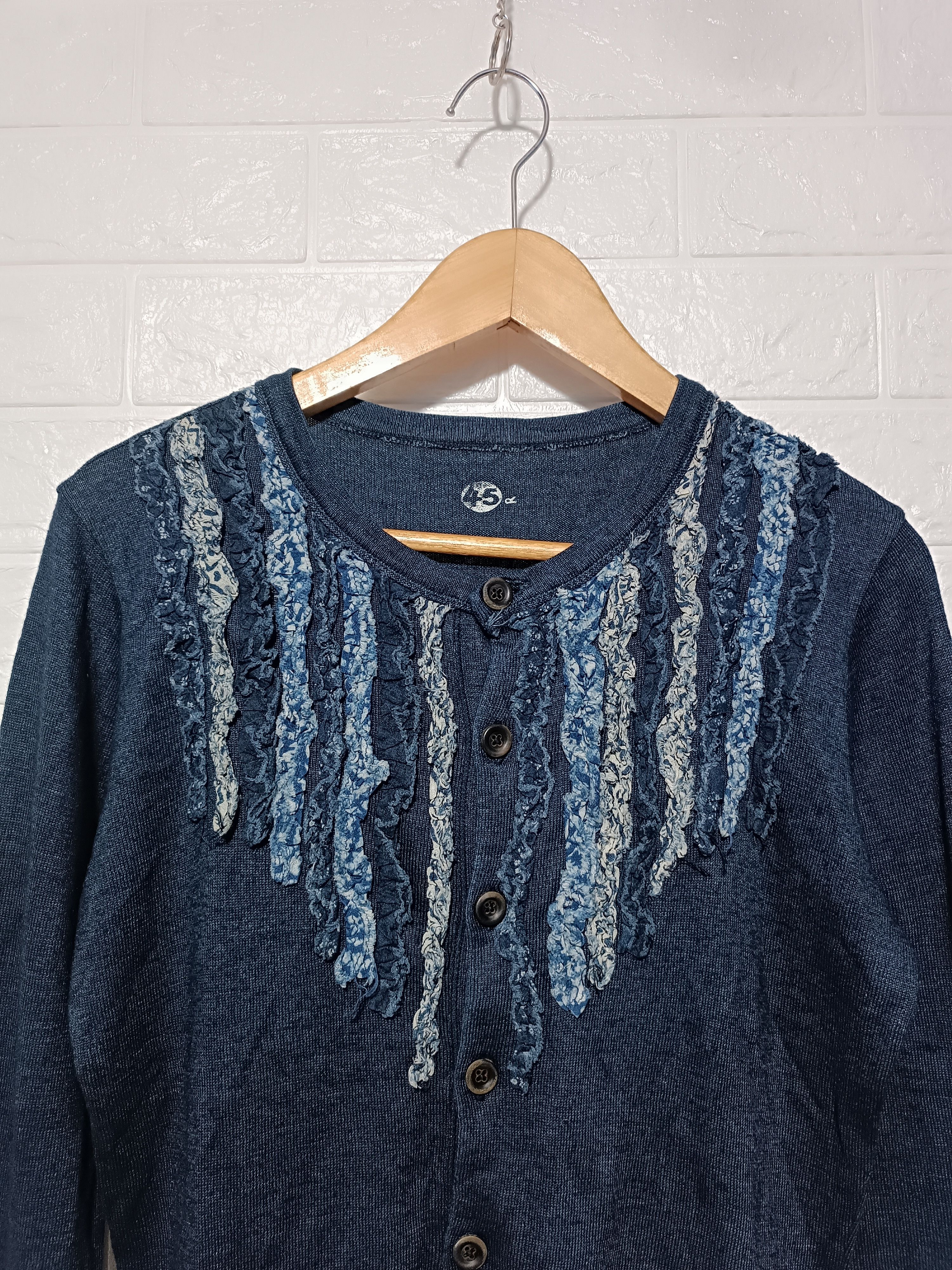 45rpm 45rpm Indigo Dyed Cotton Knit Cardigan Denim Cut Size M / US 6-8 / IT 42-44 - 3 Thumbnail