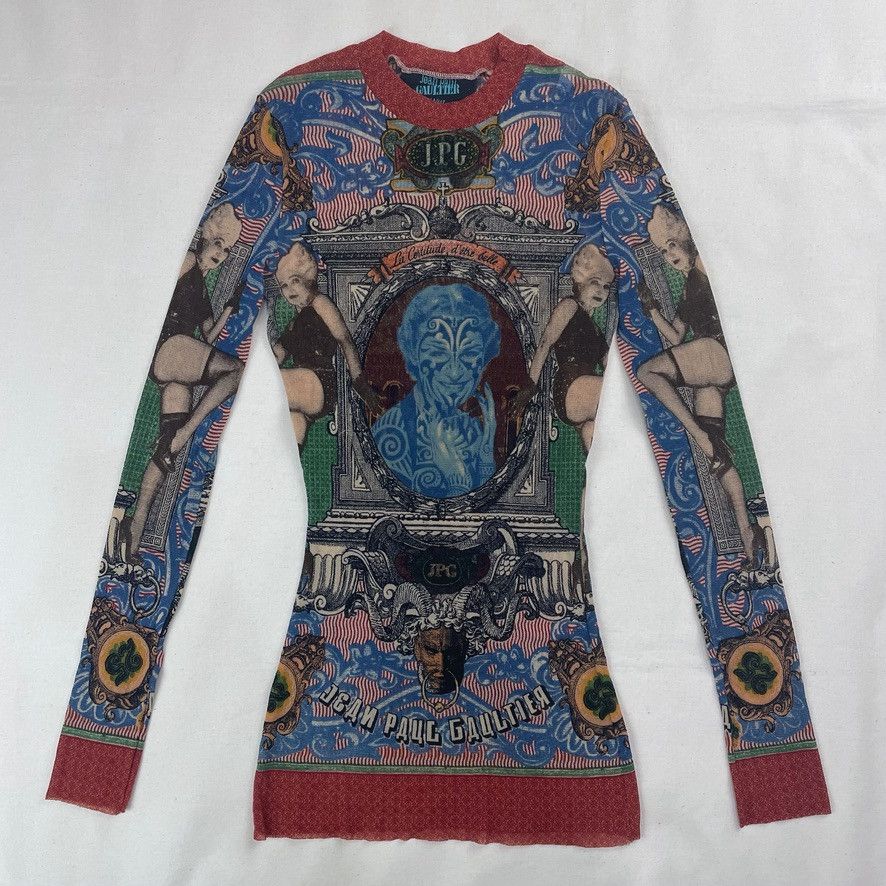 Jean Paul Gaultier SS1995 Jean Paul Gaultier Cabaret Tattoo Mesh Top Vintage Size US M / EU 48-50 / 2 - 1 Thumbnail