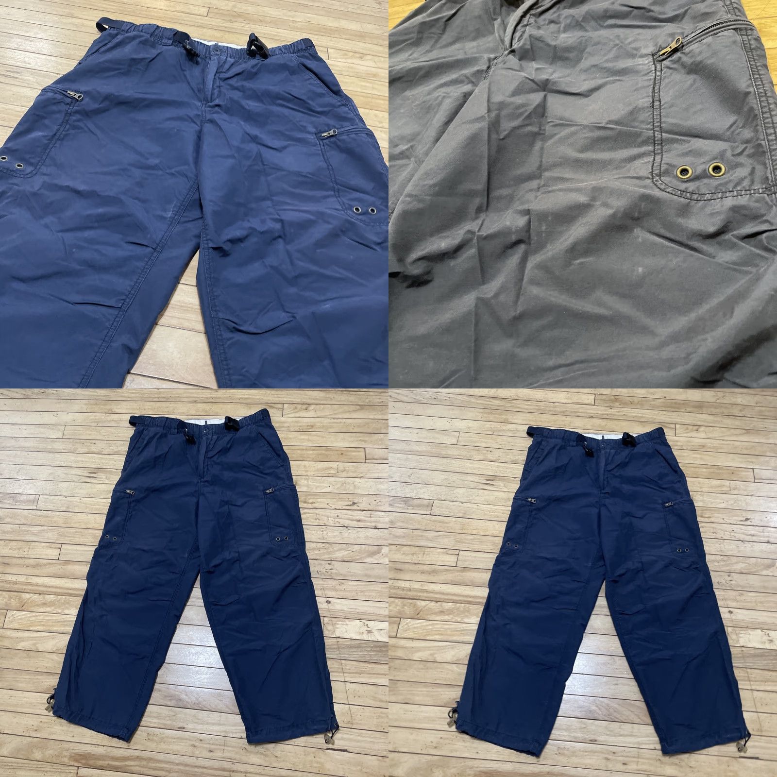 Old Navy VINTAGE Old Navy Brand vtg Y2k Cargo Pants Men L Baggy Paratrooper Navy Blue Belted Zip Pockets Tech 38x29 Size US 33 - 10 Thumbnail