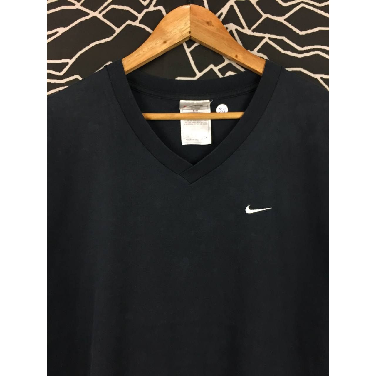 Nike × Vintage Vtg 90s Nike Swoosh Embroidered Logo V-Neck Tee Size US L / EU 52-54 / 3 - 3 Thumbnail