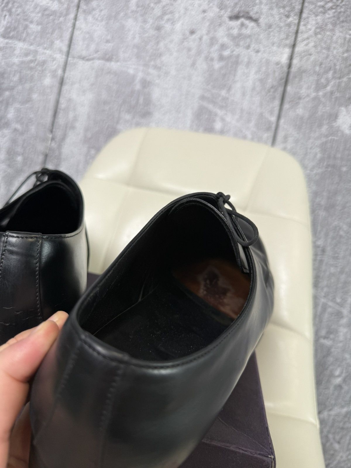 Prada Prada Black Leather Apron Toe Derby Men’s Dress Shoes Italy Size US 11 / EU 44 - 24 Thumbnail