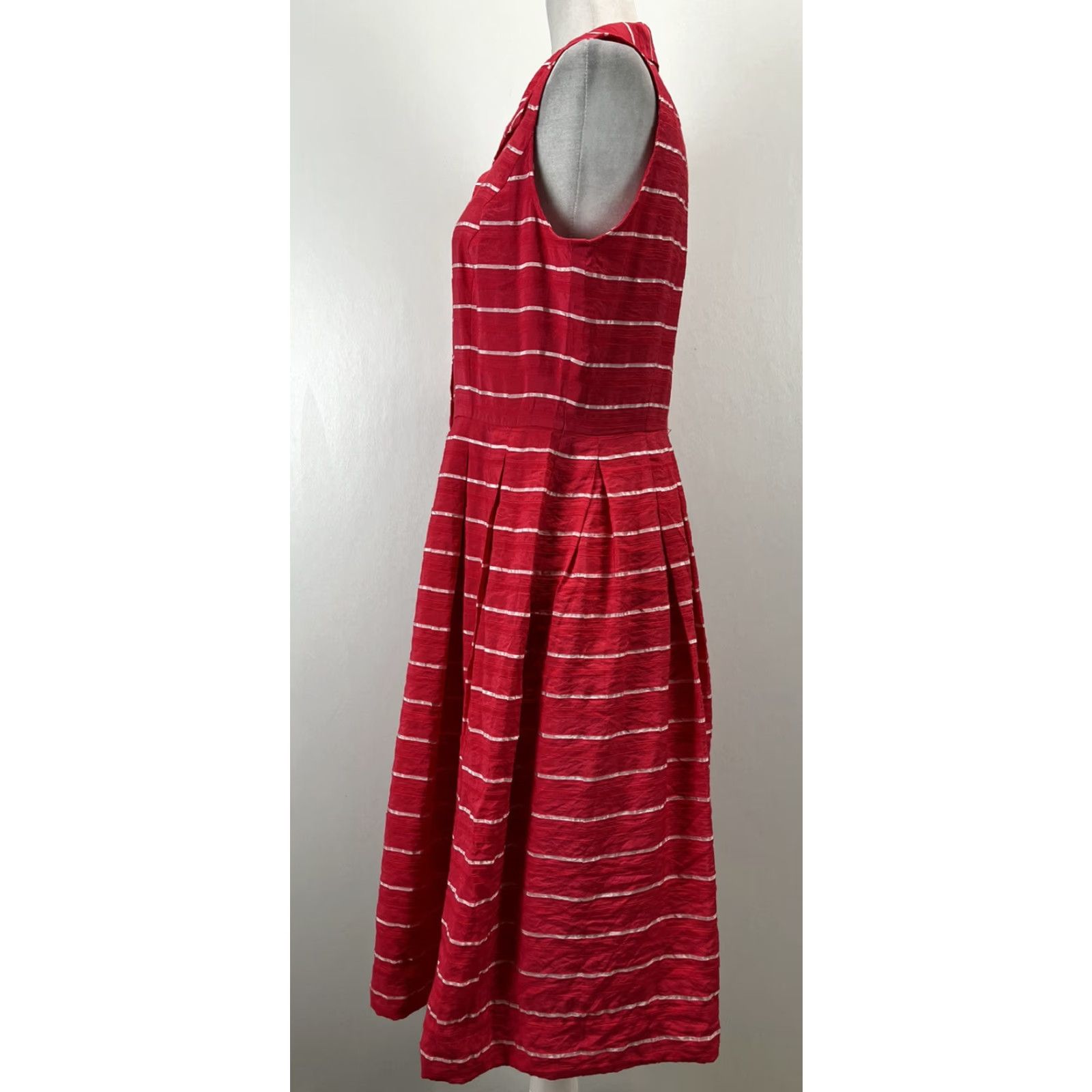 Talbots VINTAGE Talbots Midi Dress 10 Pink Striped Sleeveless Fit & Flare Shirt Womens Size L / US 10 / IT 46 - 2 Thumbnail