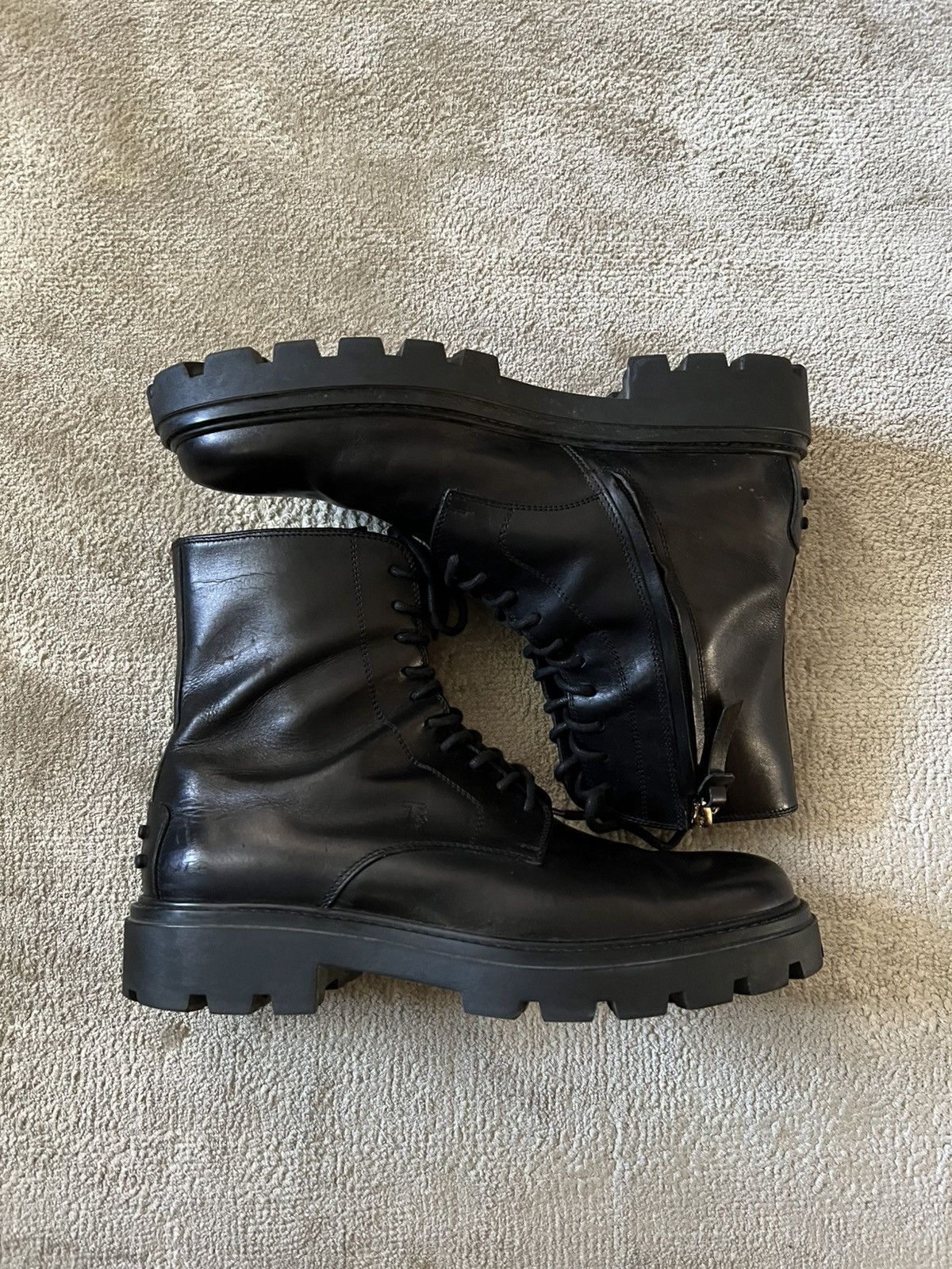 Balenciaga Todd Calf Leather Combat Boots Size US 12 / EU 45 - 1 Thumbnail