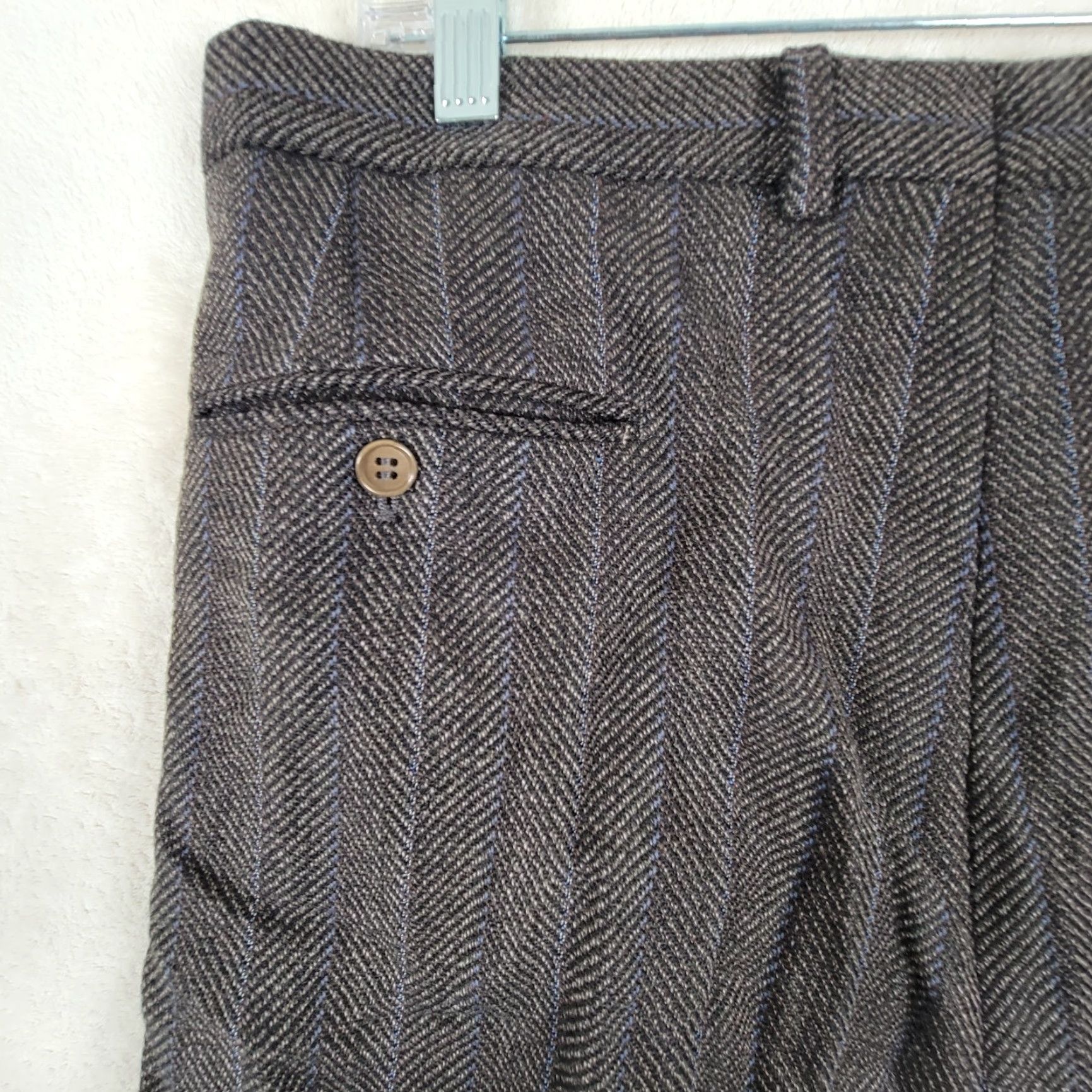 Vintage GENERIC MENS DRESS PANTS IN DARK Brown Wool Blend Striped 34x30 Casual Regular Mens Dress Pants 34 Brown Mens Size US 34 / EU 50 - 7 Thumbnail