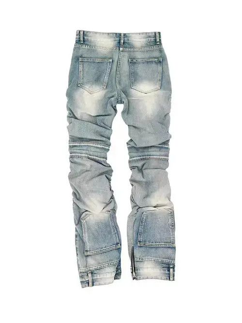 Japanese Brand × Jean Vintage washed blue ripped pleated street hip hop jeans Size US 32 / EU 48 - 2 Thumbnail