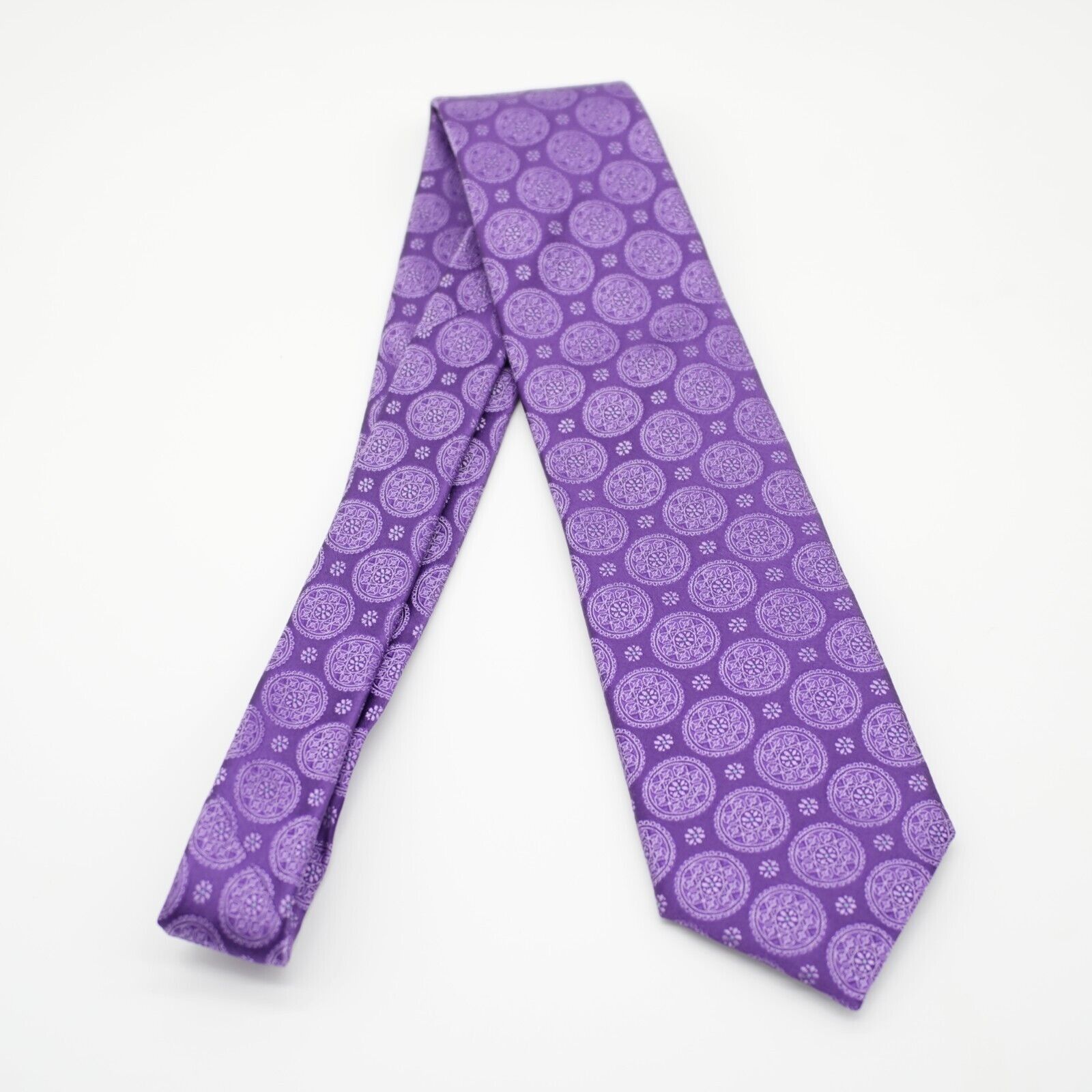 Canali Canali 1934 Purple Geometric Floral Woven Silk Tie Size ONE SIZE - 7 Thumbnail