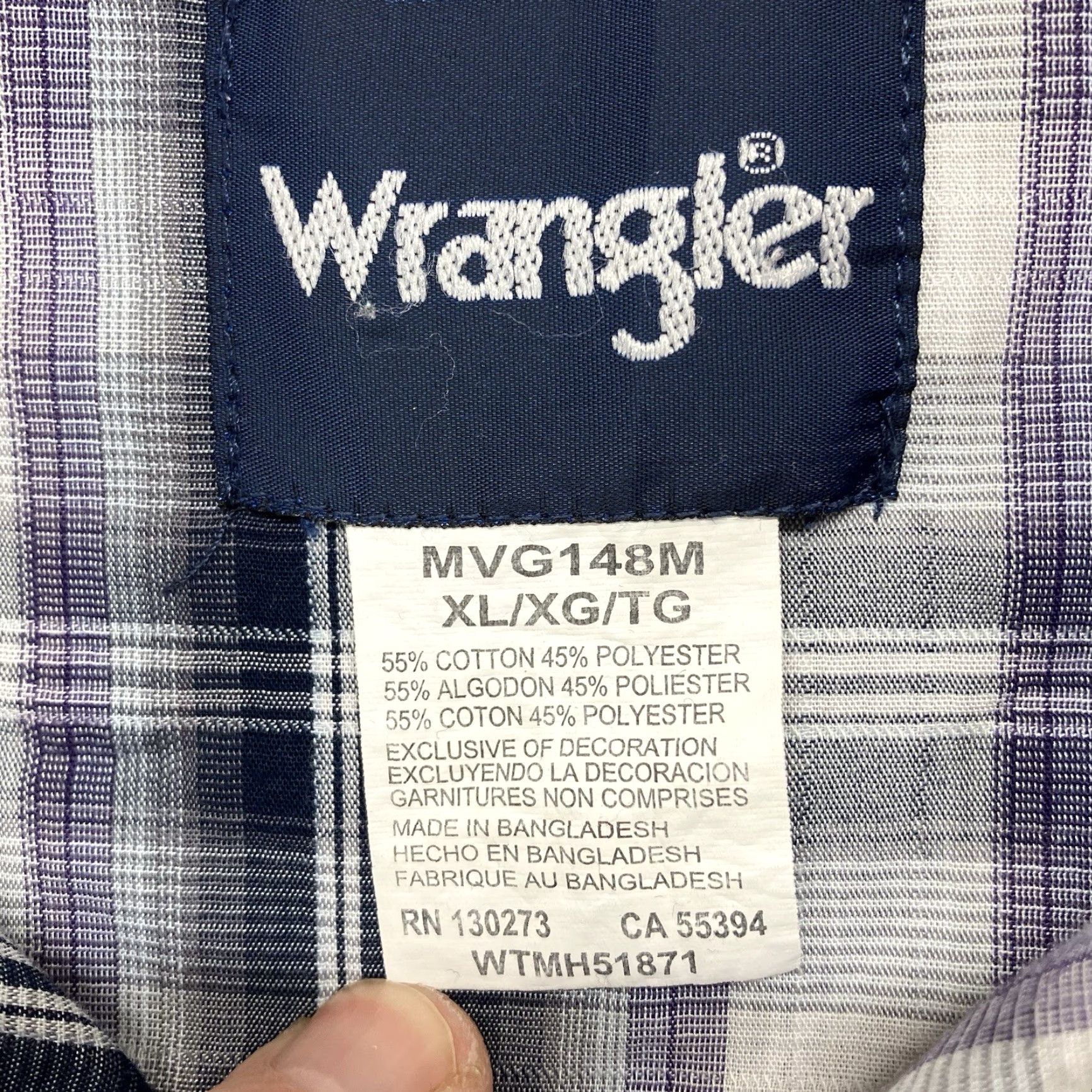 Wrangler VINTAGE Wrangler Western Shirt XL Light Purple Plaid Pearl Snap Cowboy Rodeo Mens EUC Shirt Size US XL / EU 56 / 4 - 3 Thumbnail