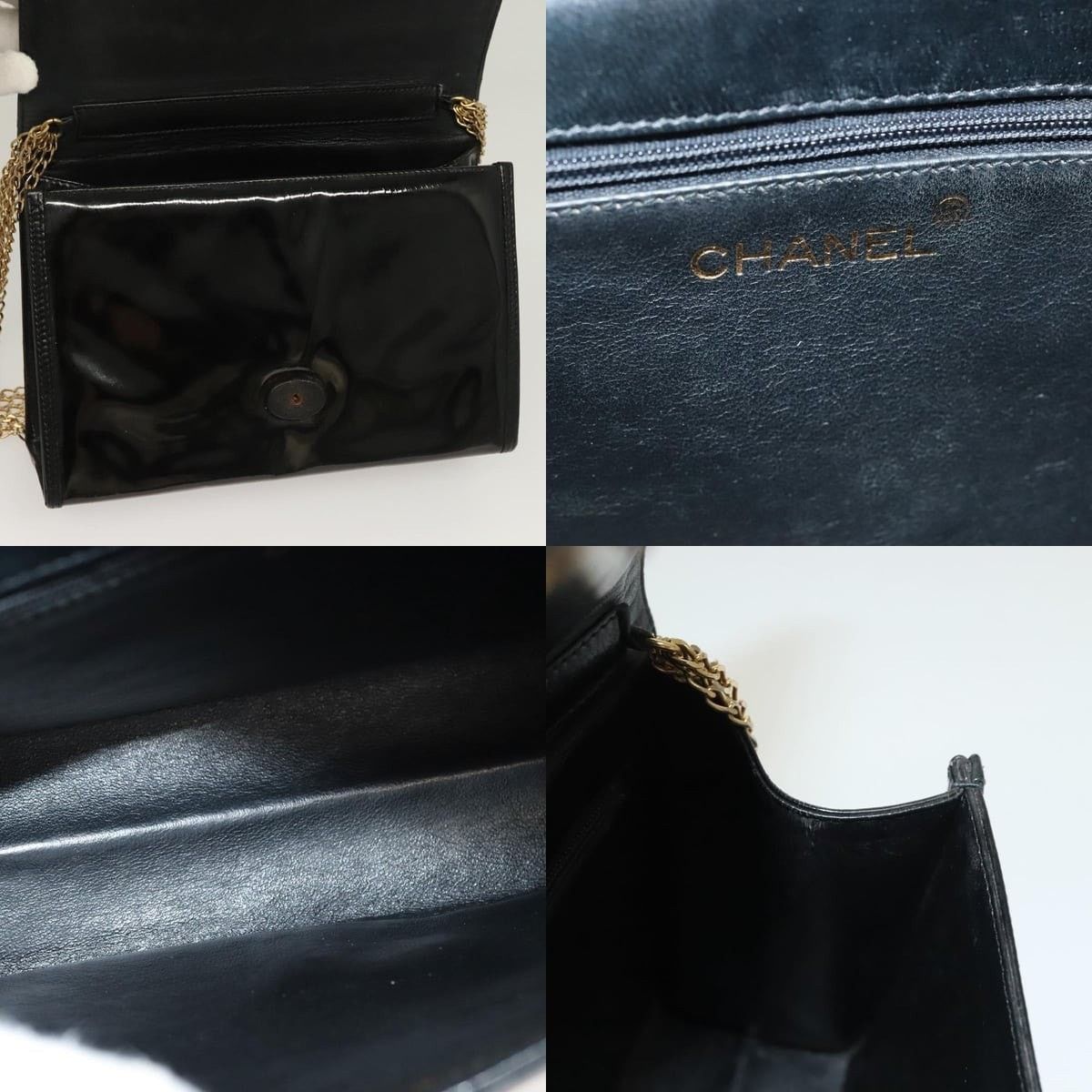 Chanel Chanel Chain Shoulder Bag Enamel Black Gold CC Size ONE SIZE - 6 Thumbnail