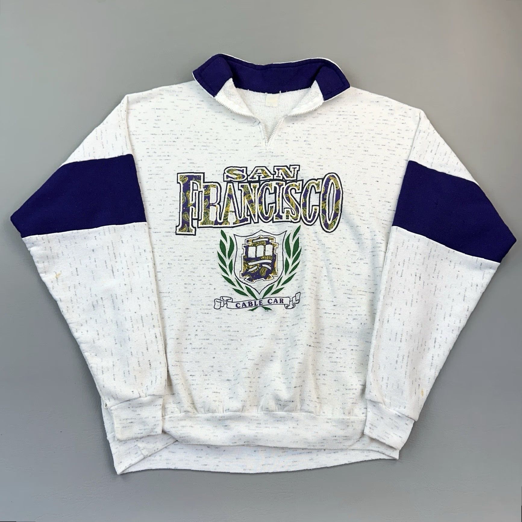 Vintage VINTAGE San Francisco Sweatshirt Mens XL Cable Car 1/4 Zip Pullover 90s USA Size US XL / EU 56 / 4 - 2 Thumbnail