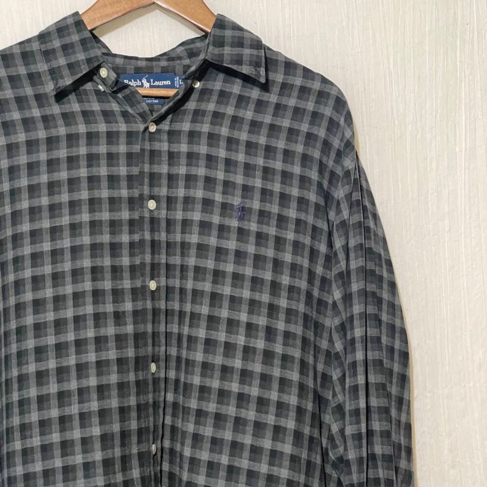 Ralph Lauren Ralph Lauren Shirt Men's Blake Cotton Large Grey Checkered Size US L / EU 52-54 / 3 - 3 Thumbnail
