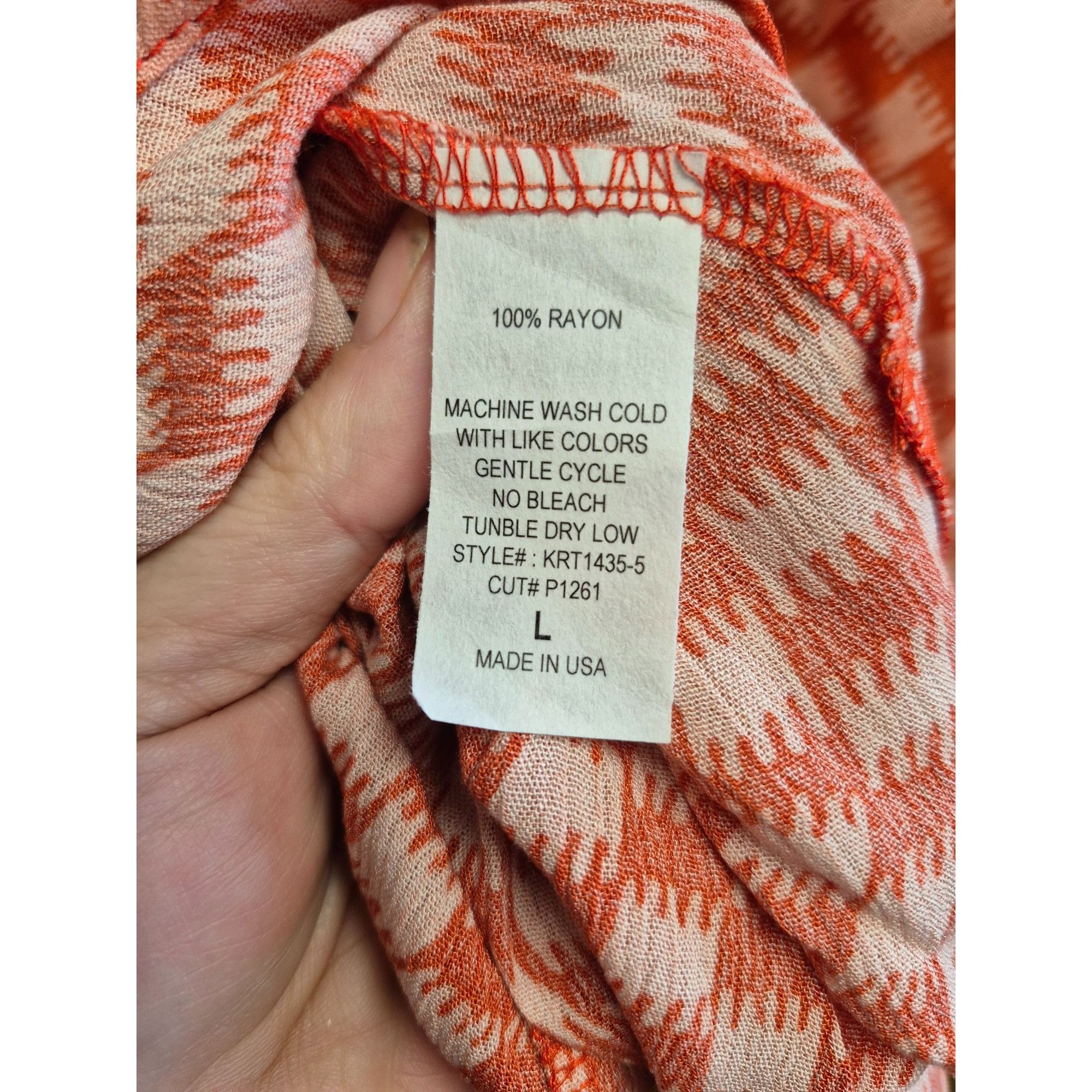 Nike Orange & White Patterned Ruffle Sleeve Top Jade By Jane L 10 Size L / US 10 / IT 46 - 7 Thumbnail