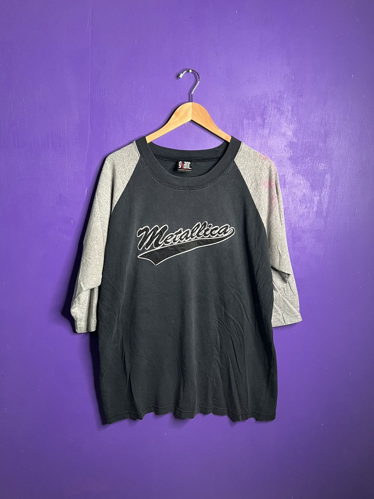 Band Tees × Metallica × Vintage Vintage 90s Metallica script logo baseball t-shirt Size US XL / EU 56 / 4 - 1 Thumbnail