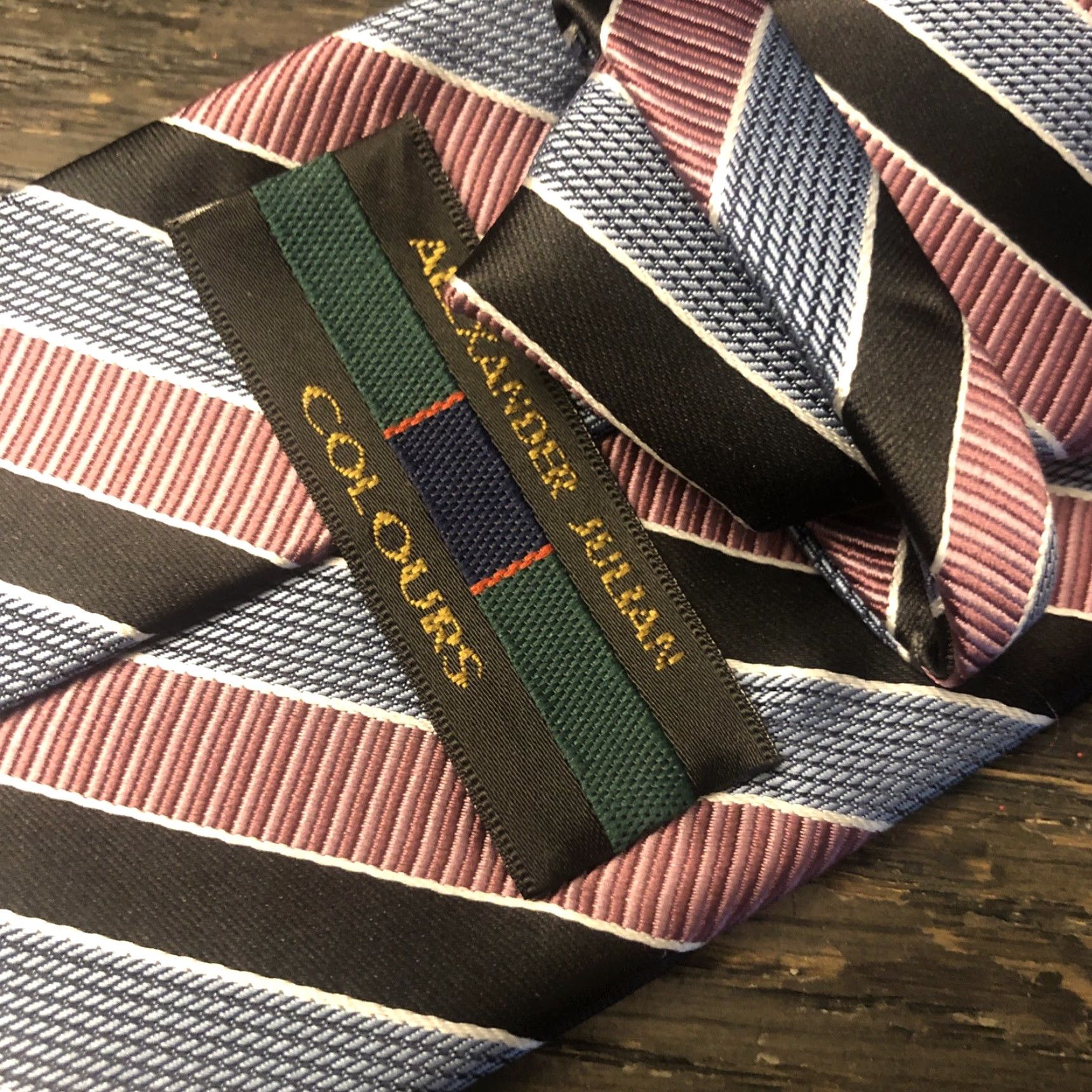 Alexander Julian Alexander Julian Striped Tie Necktie Men’s Multicolor Silver Blue Black Pink Classic 57"-60" Polyester Preppy Gift N/A Size ONE SIZE - 3 Thumbnail