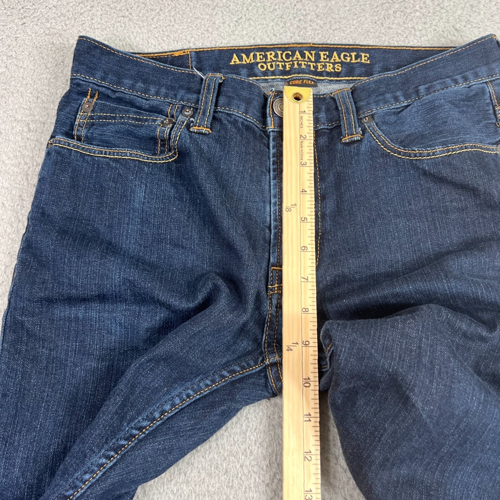 American Eagle Outfitters American Eagle Jeans Slim Straight 32x33 Blue Distressed Men's Denim Size US 32 / EU 48 - 3 Thumbnail