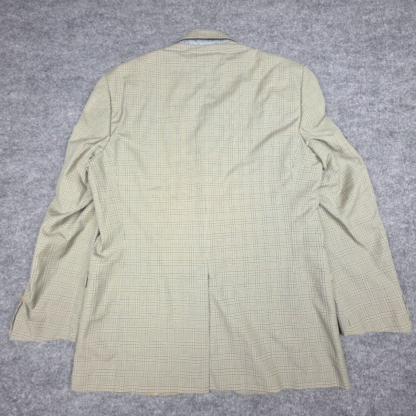J.Crew VINTAGE J.CREW Blazer Sports Jacket Men's 42R Plaid Beige Blue Black Made Italy Size 42R - 5 Thumbnail