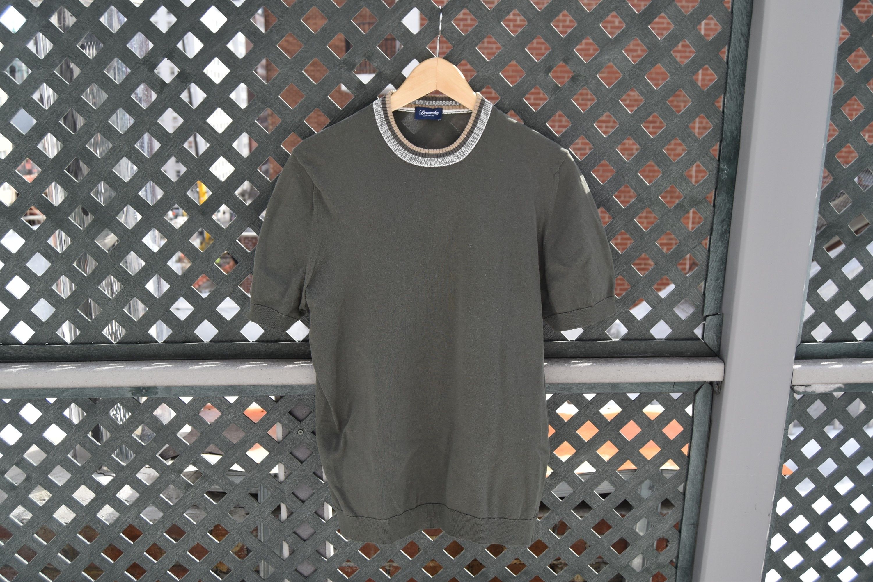 Drumohr Drumohr olive knitted short-sleeve sweater tee Size US M / EU 48-50 / 2 - 2 Thumbnail