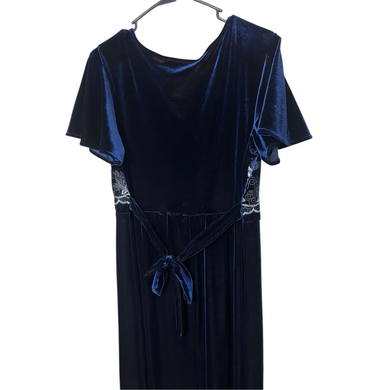 Other Vintage Another Thyme Blue Velvet Maxi Dress Embroidered Flo Size L / US 10 / IT 46 - 8 Thumbnail