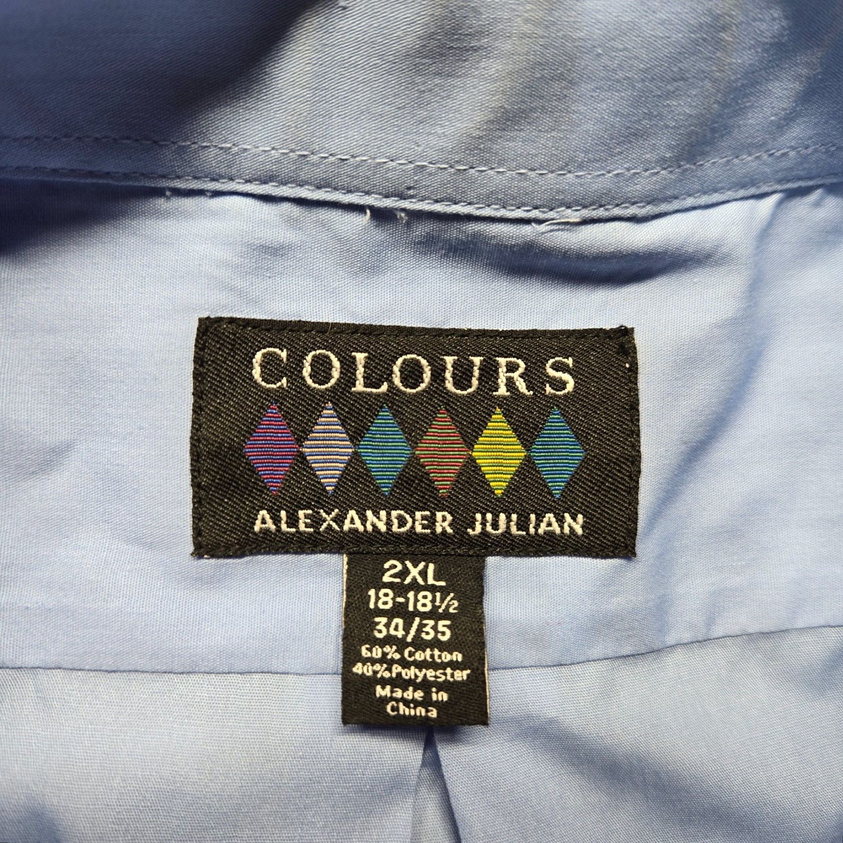 Alexander Julian Alexander Julian Dress Shirt Mens 2XL Solid Blue Casual Formal Business Shirt 18 18.5 34/35 Size 48R - 3 Thumbnail