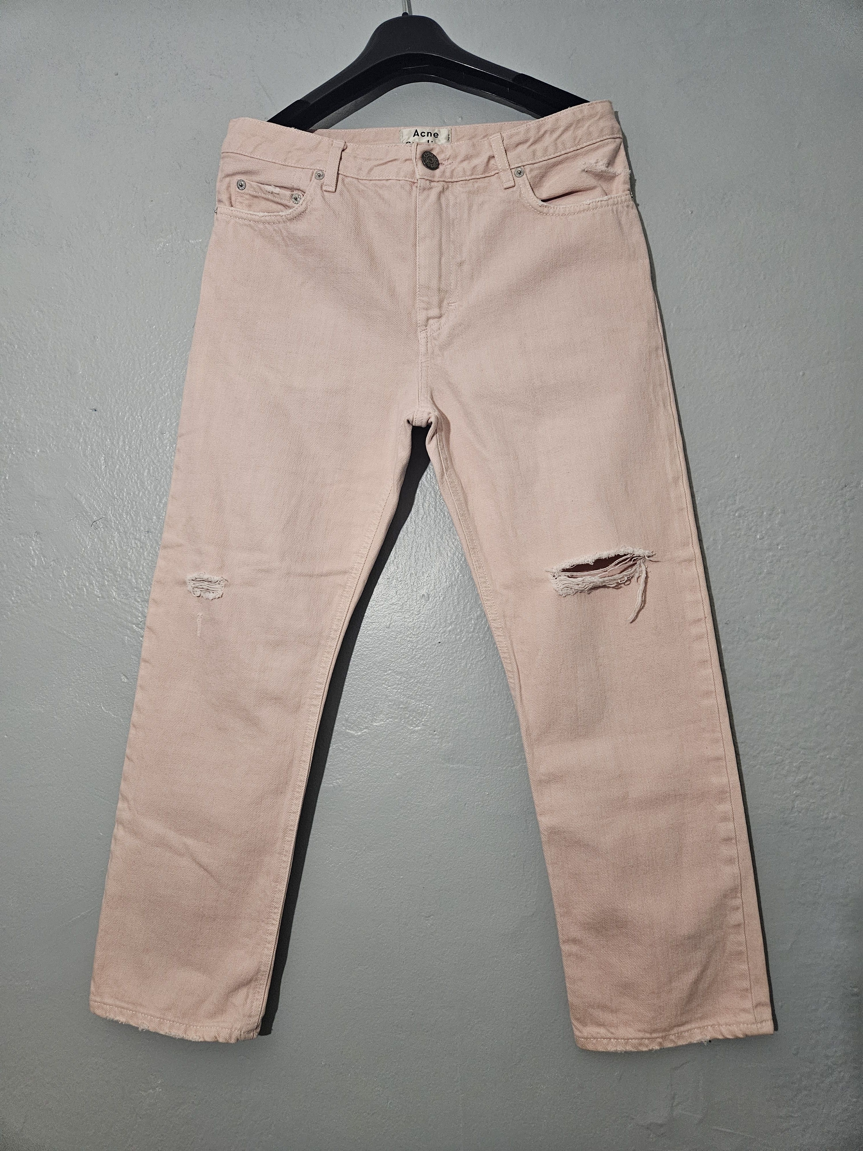 Acne Studios Pop Pink Trash Distressed Pink Denim Jeans Size US 34 / EU 50 - 1 Thumbnail