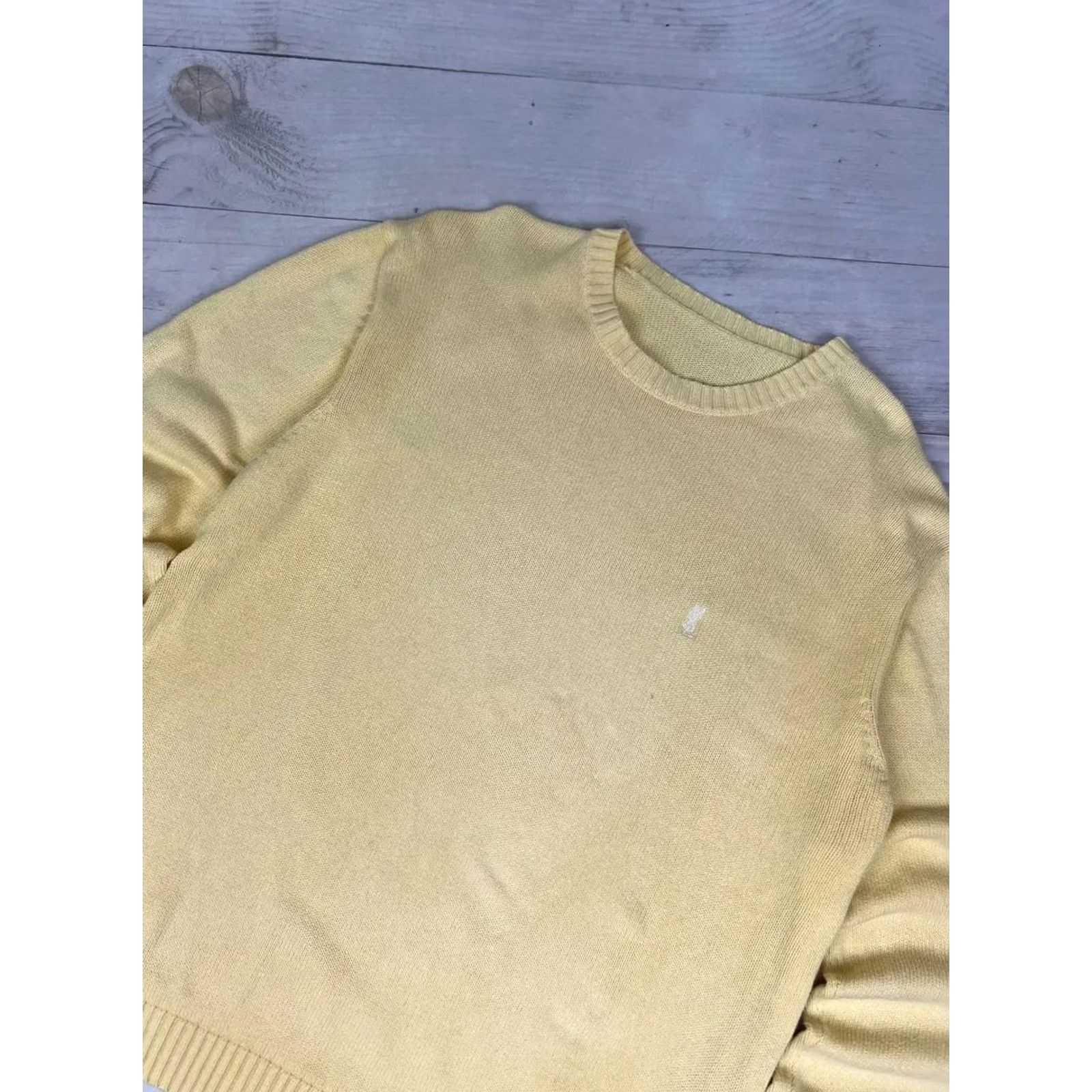 Yves Saint Laurent VINTAGE Yves Saint Laurent Knit Sweater YSL Men XL Yellow Knit Pullover Crew Neck Logo 90s Size US XL / EU 56 / 4 - 2 Thumbnail