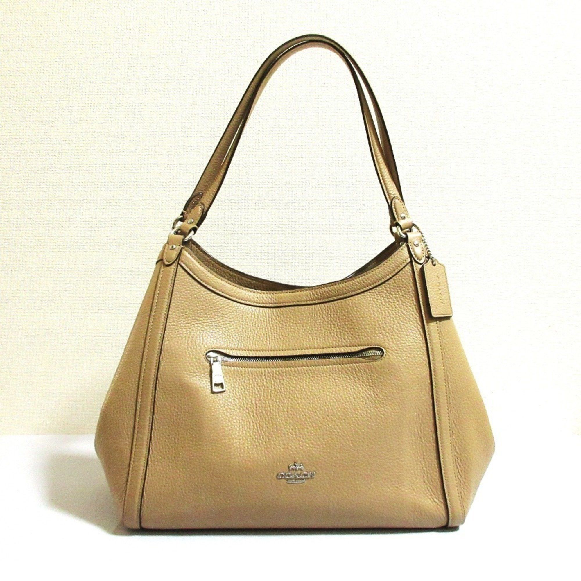 Coach Christy Leather Handbag One Shoulder Bag C6231 Beige Women's