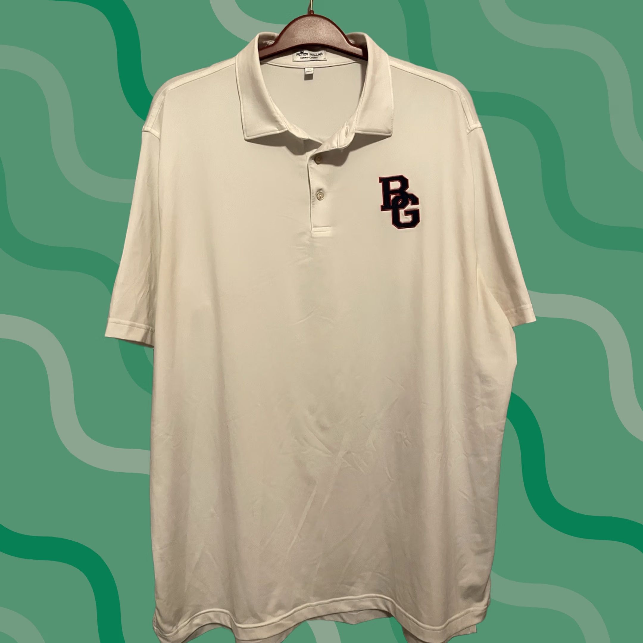 Peter Millar Peter Millar Polo Shirt Mens 2XL White Golf Embroidered Logo Short Sleeve Collared 27” Pit 34” Length Solid Knit Cotton Blend Regular Fit Size US XXL / EU 58 / 5 - 1 Thumbnail