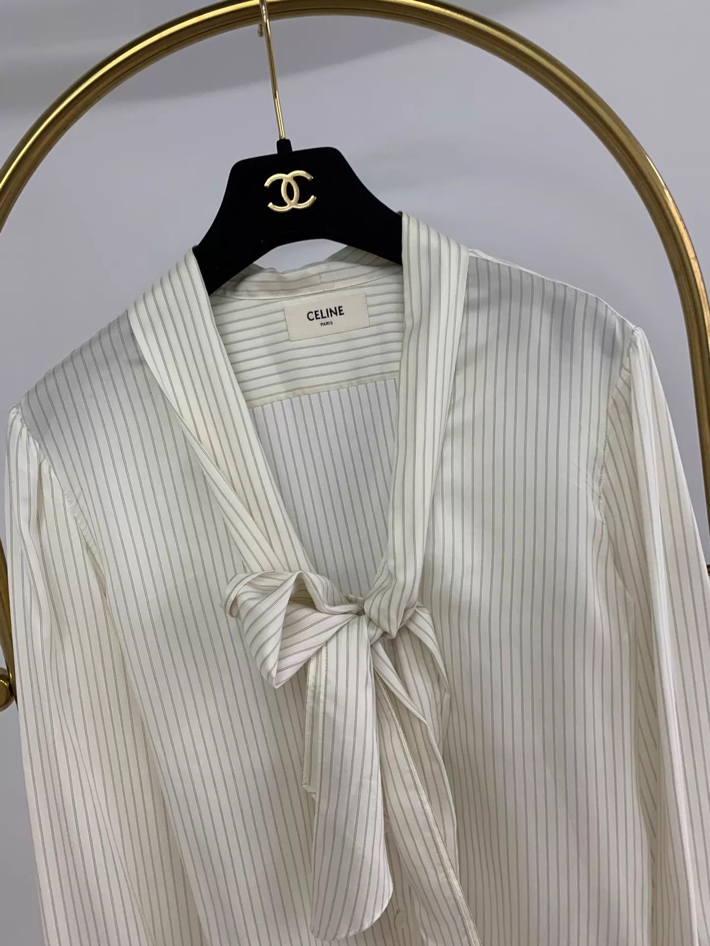 Celine Celine Colorblocked Striped TieFront Shirt 36 New Size XS / US 0-2 / IT 36-38 - 2 Thumbnail