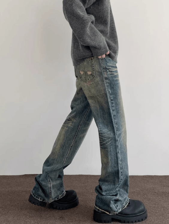 Japanese Brand × Jean Washed distressed American retro cleanfit flared jeans Size US 32 / EU 48 - 5 Thumbnail