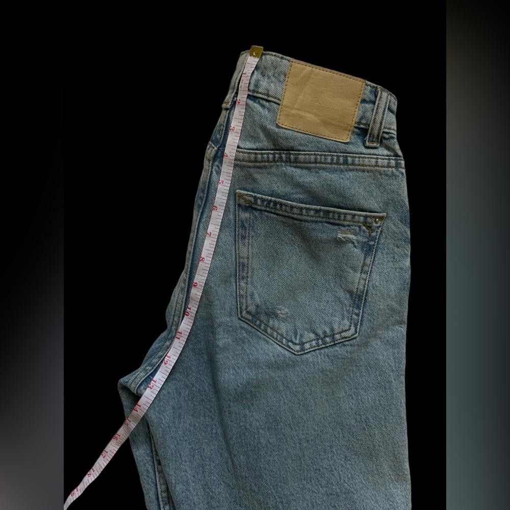 Zara Zara High waist Rise Blue Tattered mom jeans Size 25" / US 0 / IT 36 - 2 Thumbnail