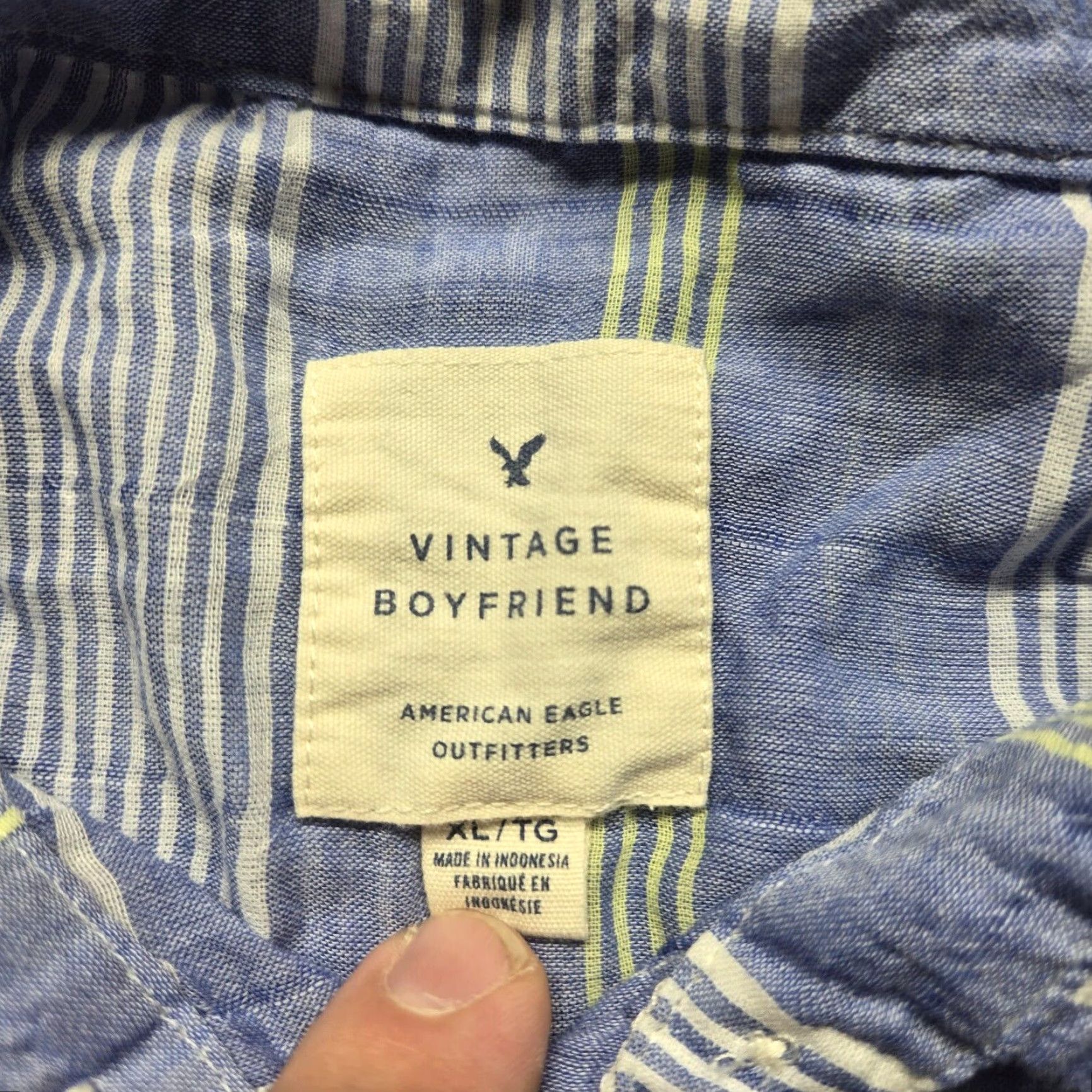 American Eagle Outfitters American Eagle Outfitters Blue Plaid Button-Up Shirt Women's XL Roll Tab Long Sleeve Size XL / US 12-14 / IT 48-50 - 3 Thumbnail