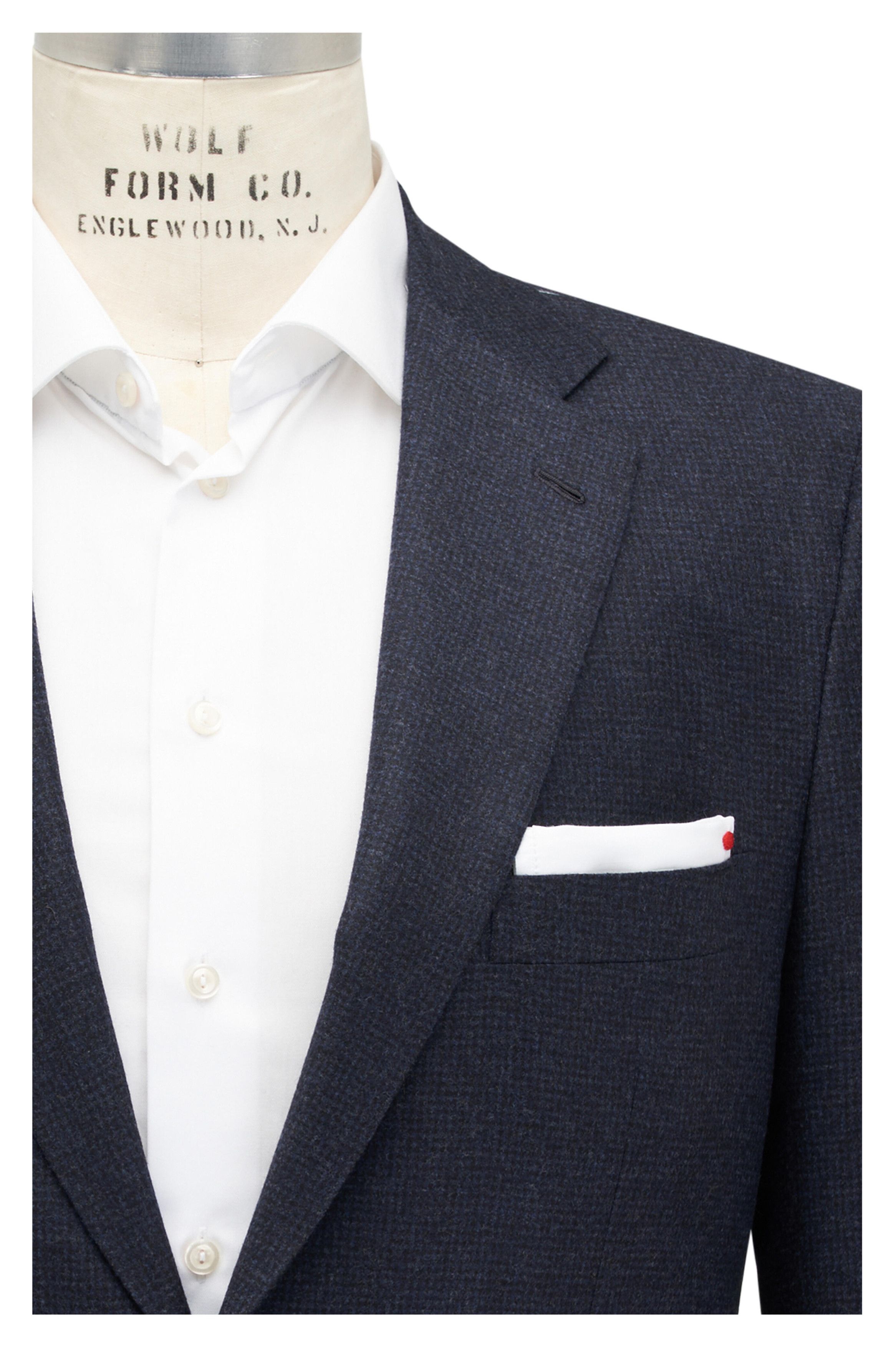 Kiton o1mtch0225 Mix Tonal Houndstooth Suit in Navy Size 42R - 2 Thumbnail