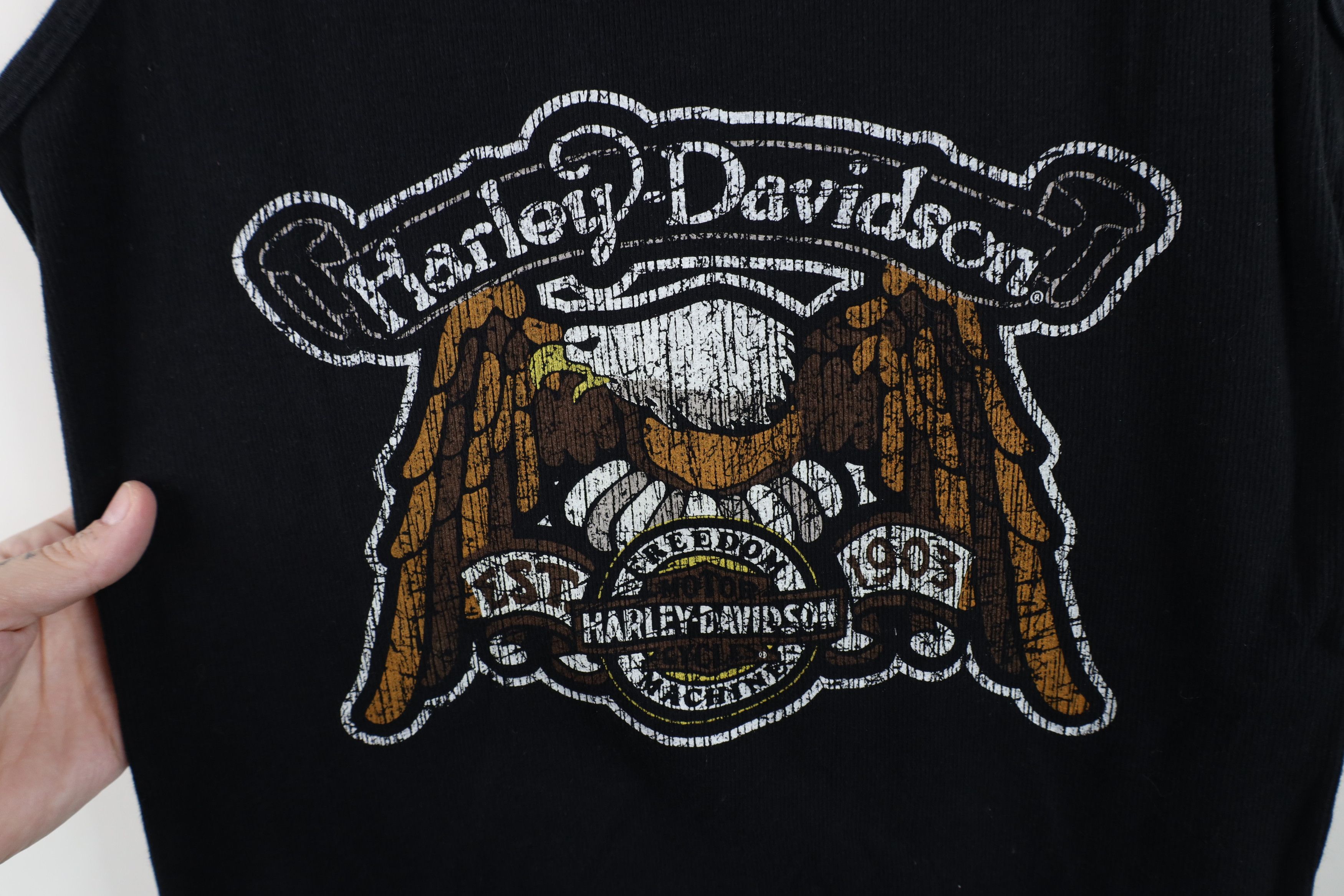 Harley Davidson Deadstock Y2K Harley Davidson Eagle Ribbed Tank Top T-Shirt Size L / US 10 / IT 46 - 4 Thumbnail