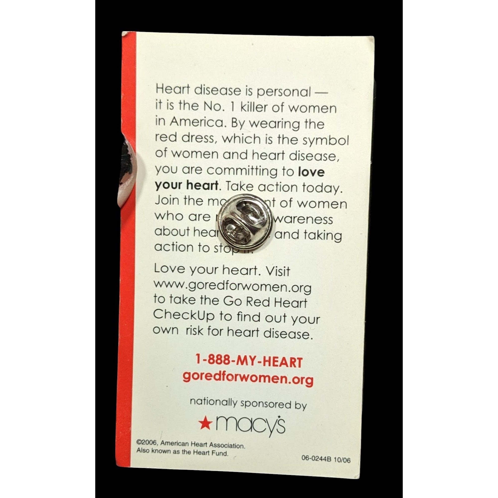 Macys Macy's Go Red For Women American Heart Association Lapel Pin Size ONE SIZE - 2 Thumbnail
