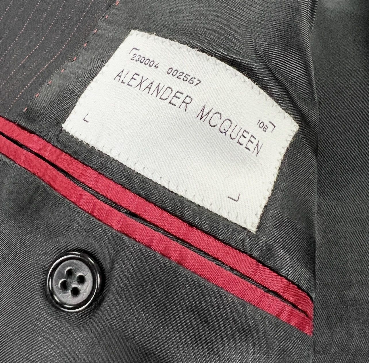 Alexander McQueen Vintage Alexander McQueen Men’s Suit Pinstripe 100% Wool Size 46R - 5 Thumbnail