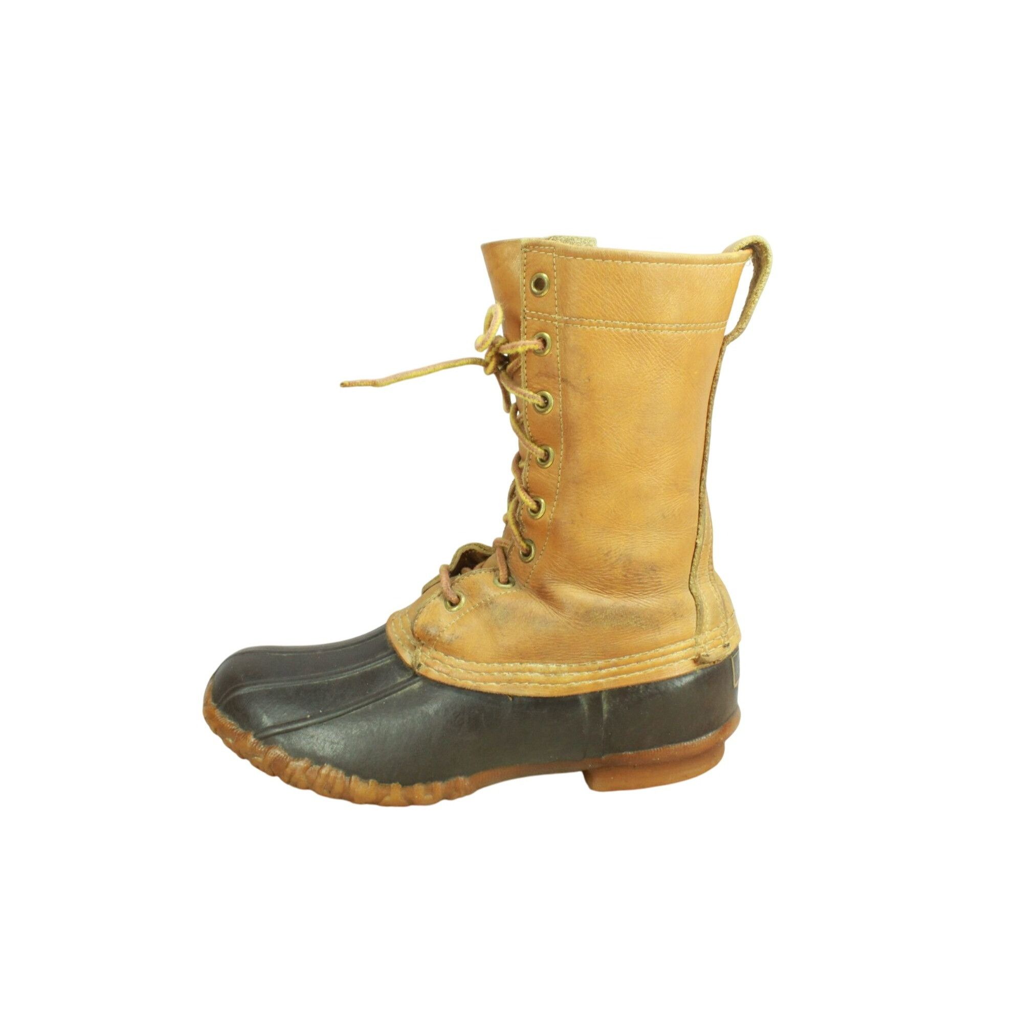 L.L. Bean × Leather Vintage LL Bean Leather Unlined Mid Calf Hunting Duck Boots Size US 5 / IT 35 - 1 Thumbnail