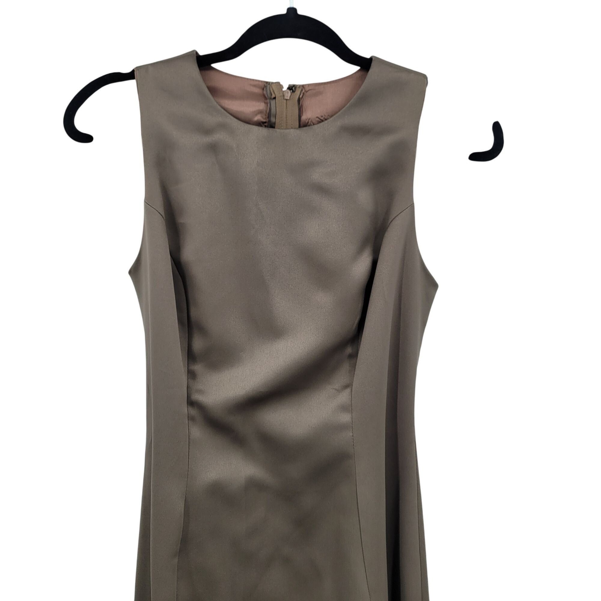 Vintage Vintage Womens Satin Sheath Gown Side Slit Size XS Taupe Neu Size XS / US 0-2 / IT 36-38 - 5 Thumbnail