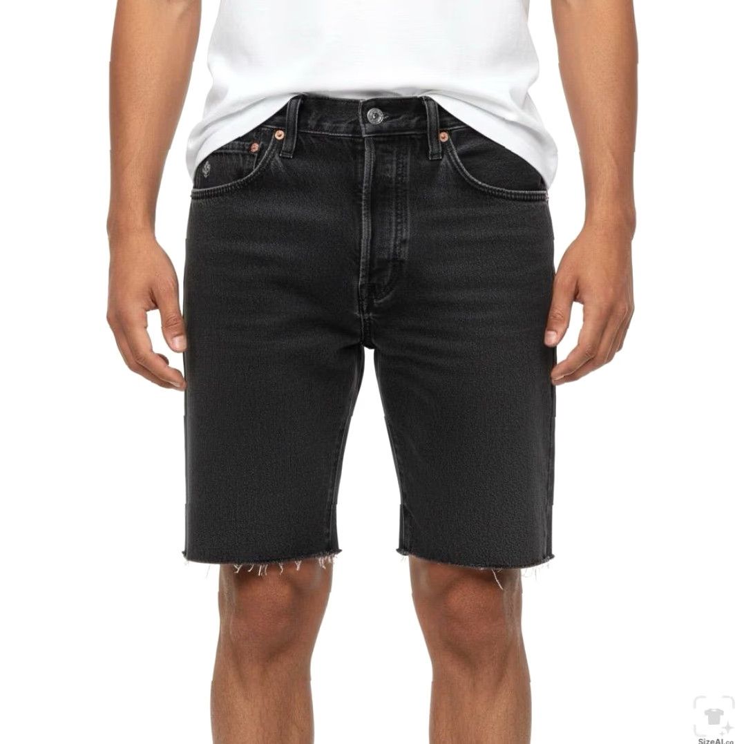 Levi's Levi's 501 Bermuda Denim Shorts Mens W30 Button Fly Black Frayed Hem Casual Split Front 5-Pocket Regular Rise Summer 501 Fit Men Size US 30 / EU 46 - 4 Thumbnail